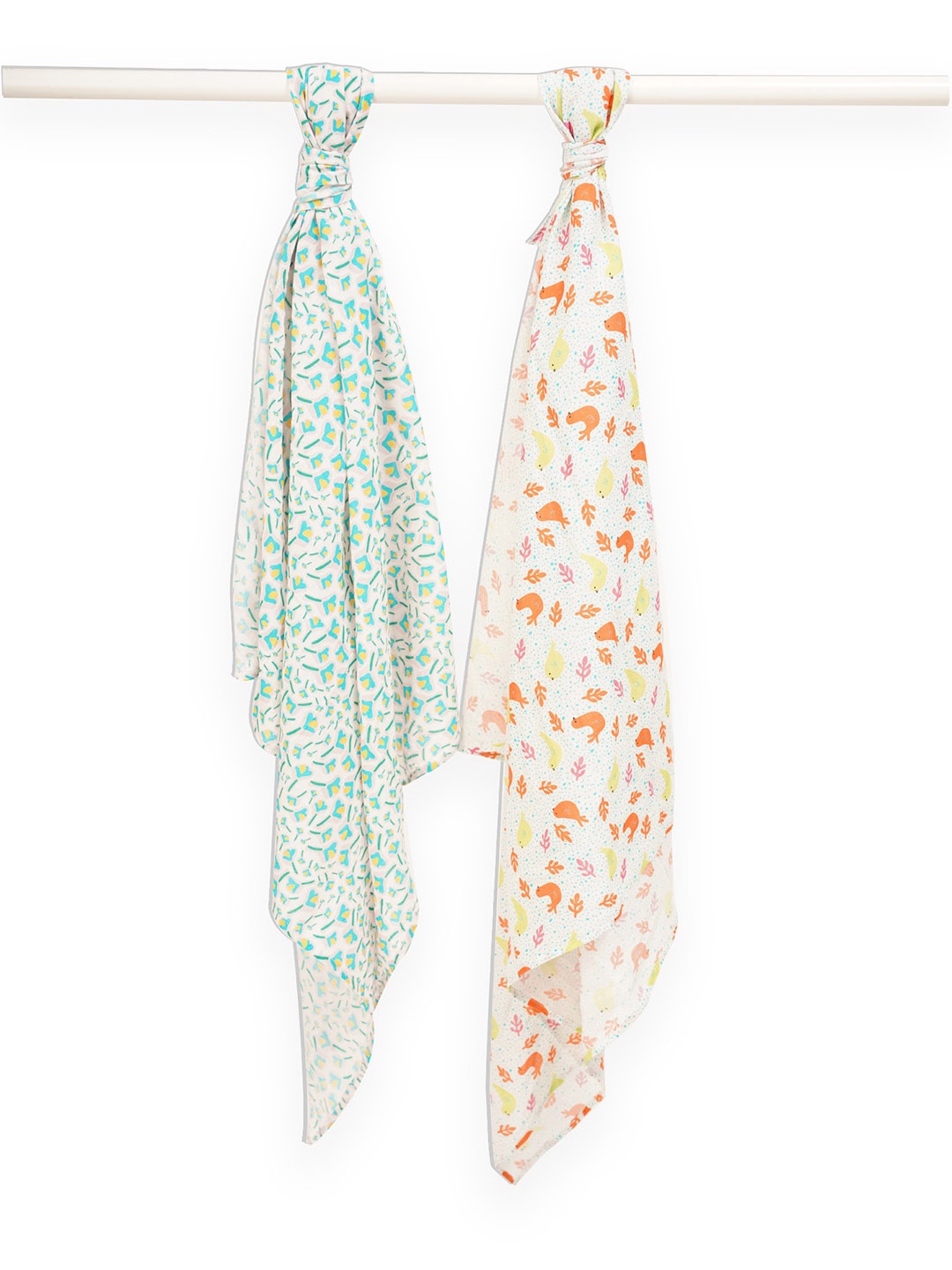 

GREENDIGO Set Of 2 Printed Organic Cotton Swaddles, White