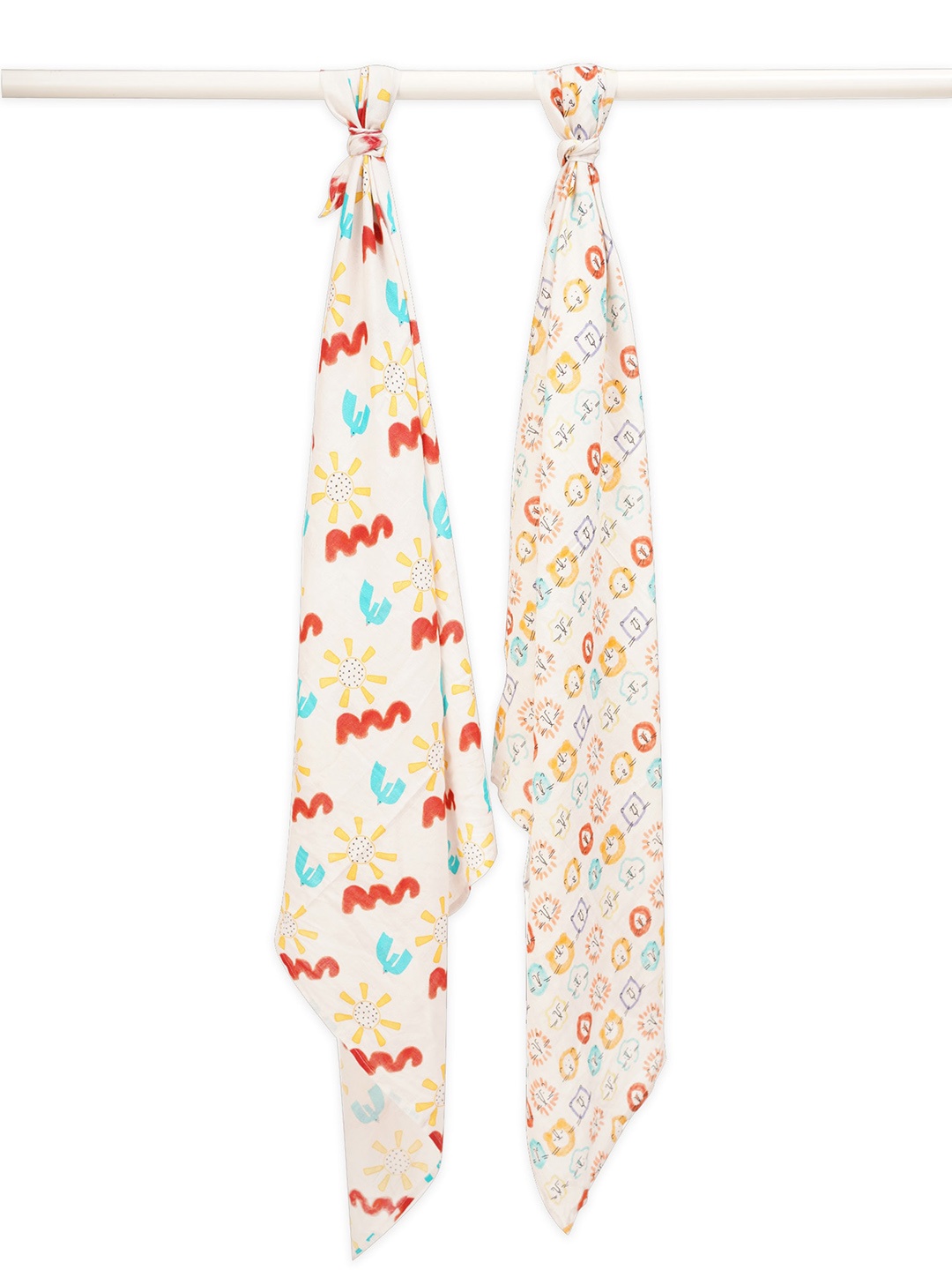 

GREENDIGO Infants 2-Pcs Printed Organic Muslin Cotton Swaddles, White