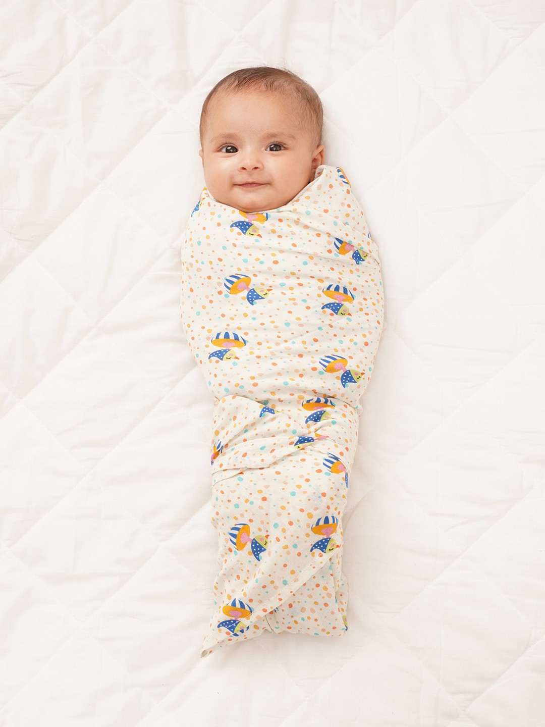 

GREENDIGO Infants 2-Pcs Printed Organic Muslin Cotton Swaddles, White
