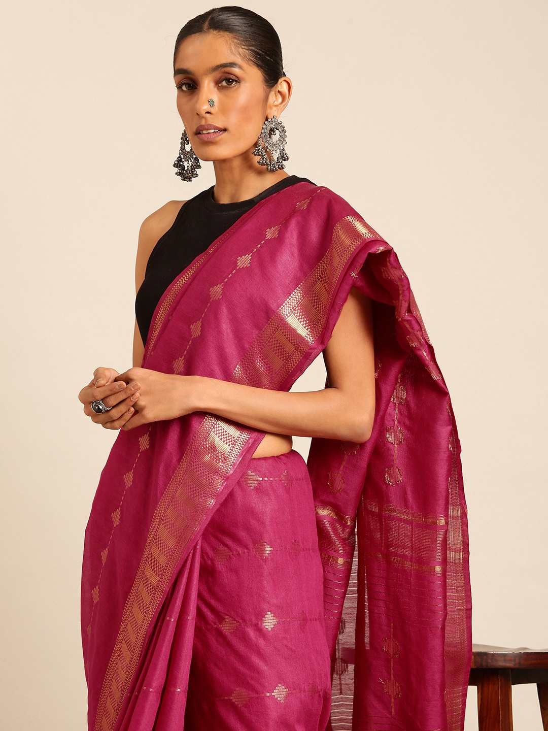 

Taavi Woven Design Zari Bhagalpuri Saree, Purple