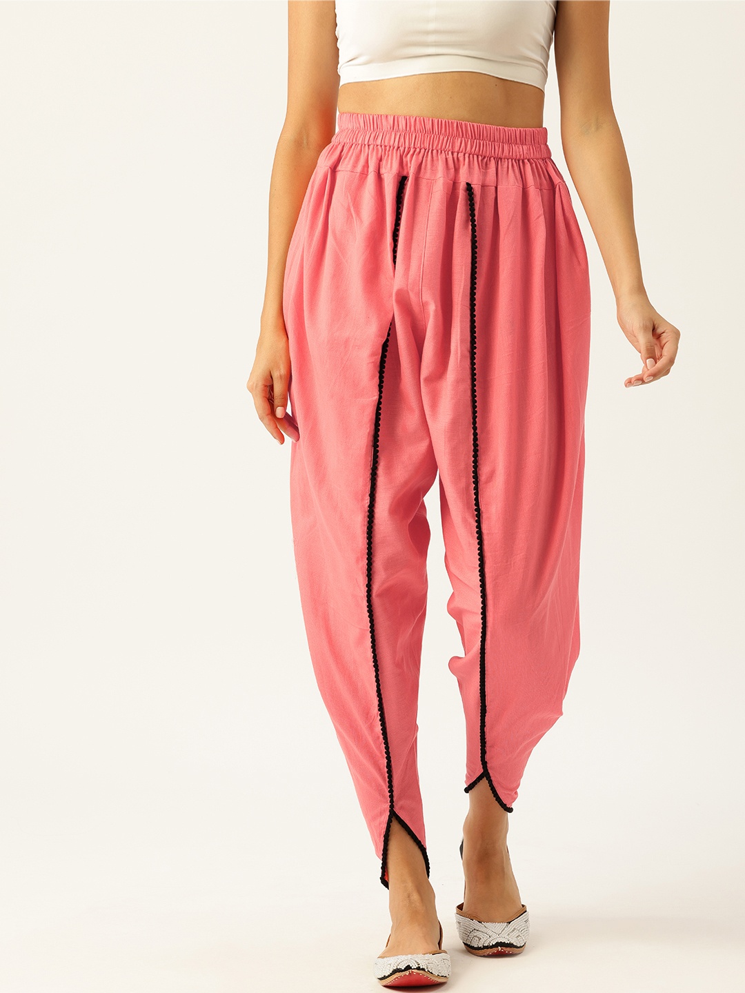 

Molcha Loose Fit Pure Cotton Dhoti Salwar With Lace Trim, Peach