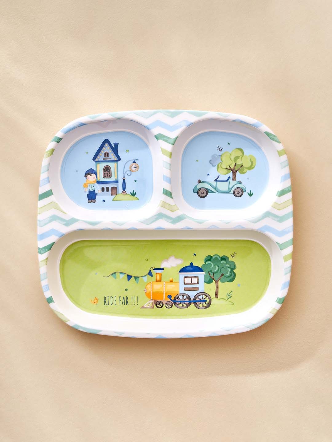 

Home Centre Slate Blue & White Printed 3 Partition Plate