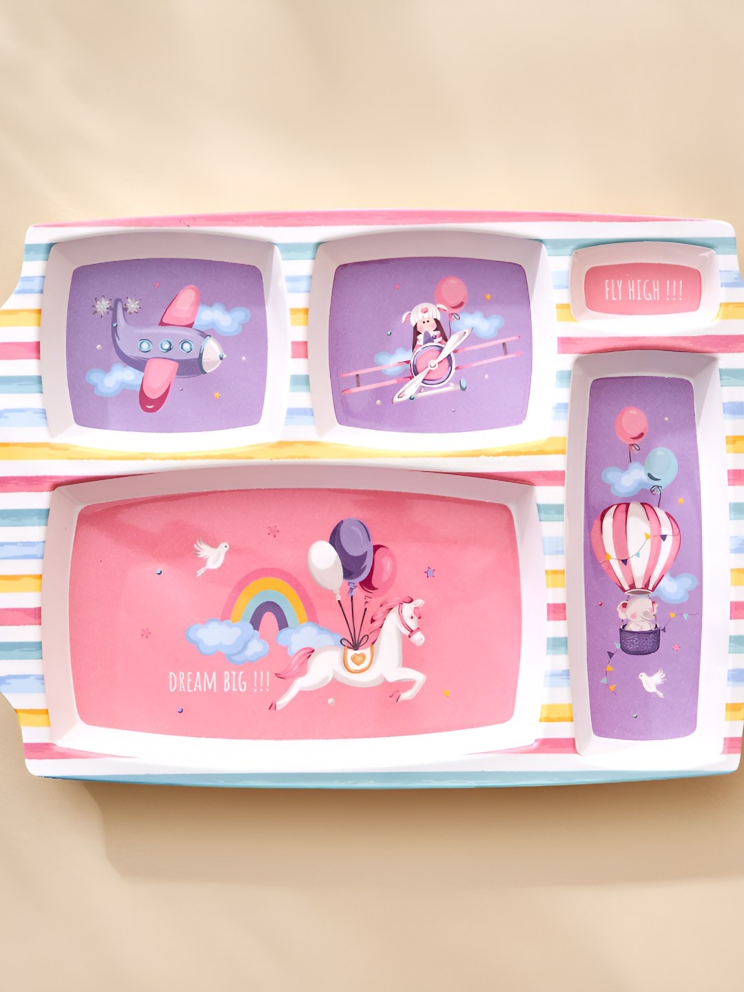

Home Centre Purple & Pink Printed 5 Partition Plate
