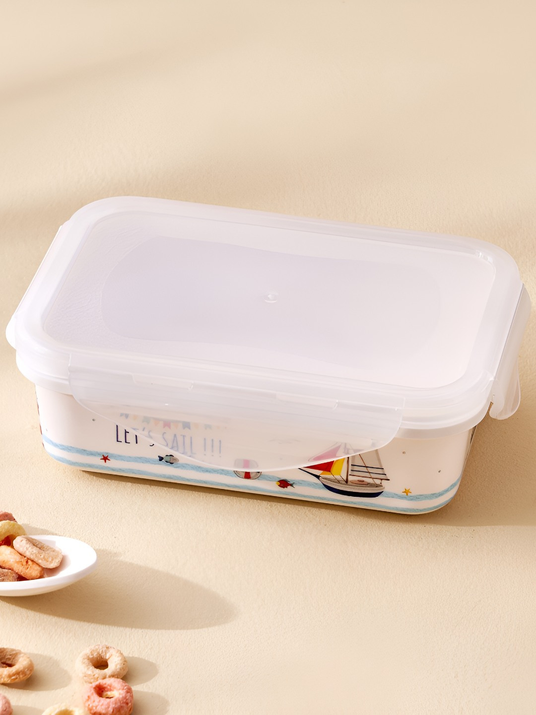 

Home Centre Slate White Printed Melamine Lunch Box 450 ml