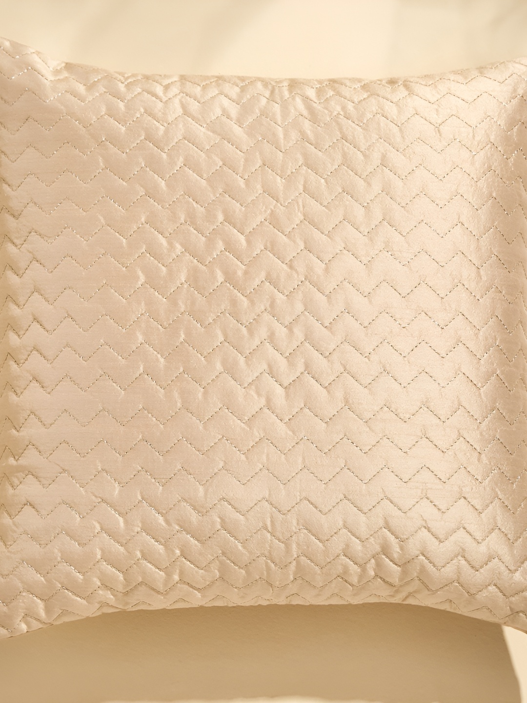 

Home Centre Velour Beige & Gold-Toned Embellished Square Cushion Cover