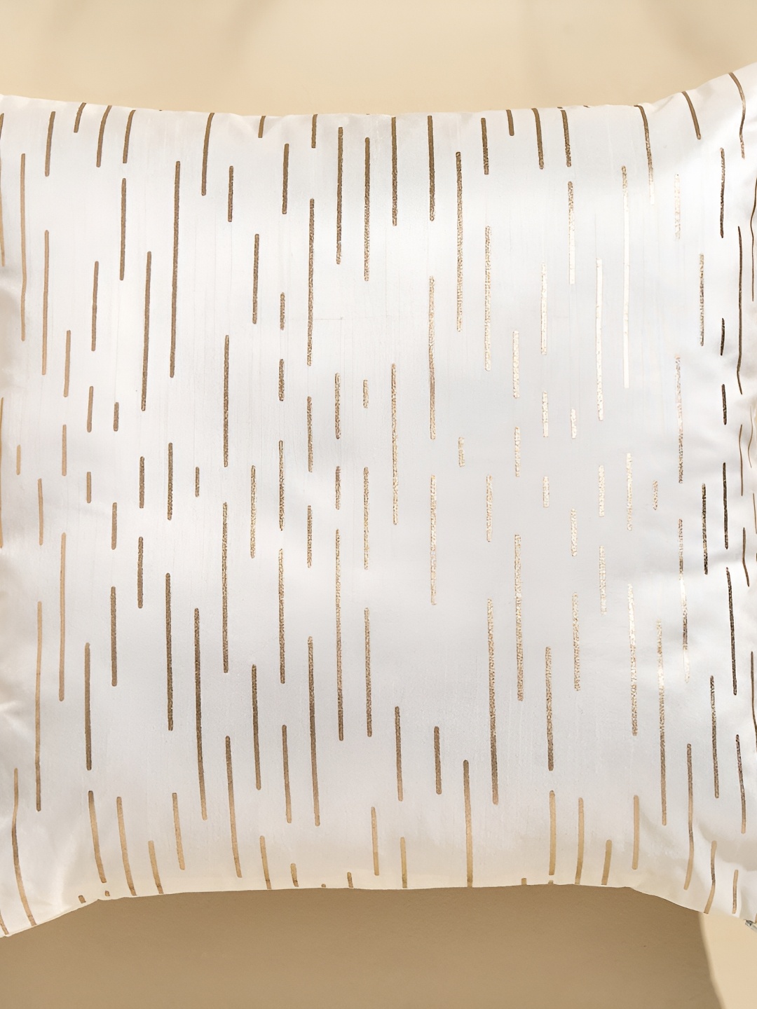 

Home Centre Velour Off White & Gold-Toned Geometric Square Cushion Cover