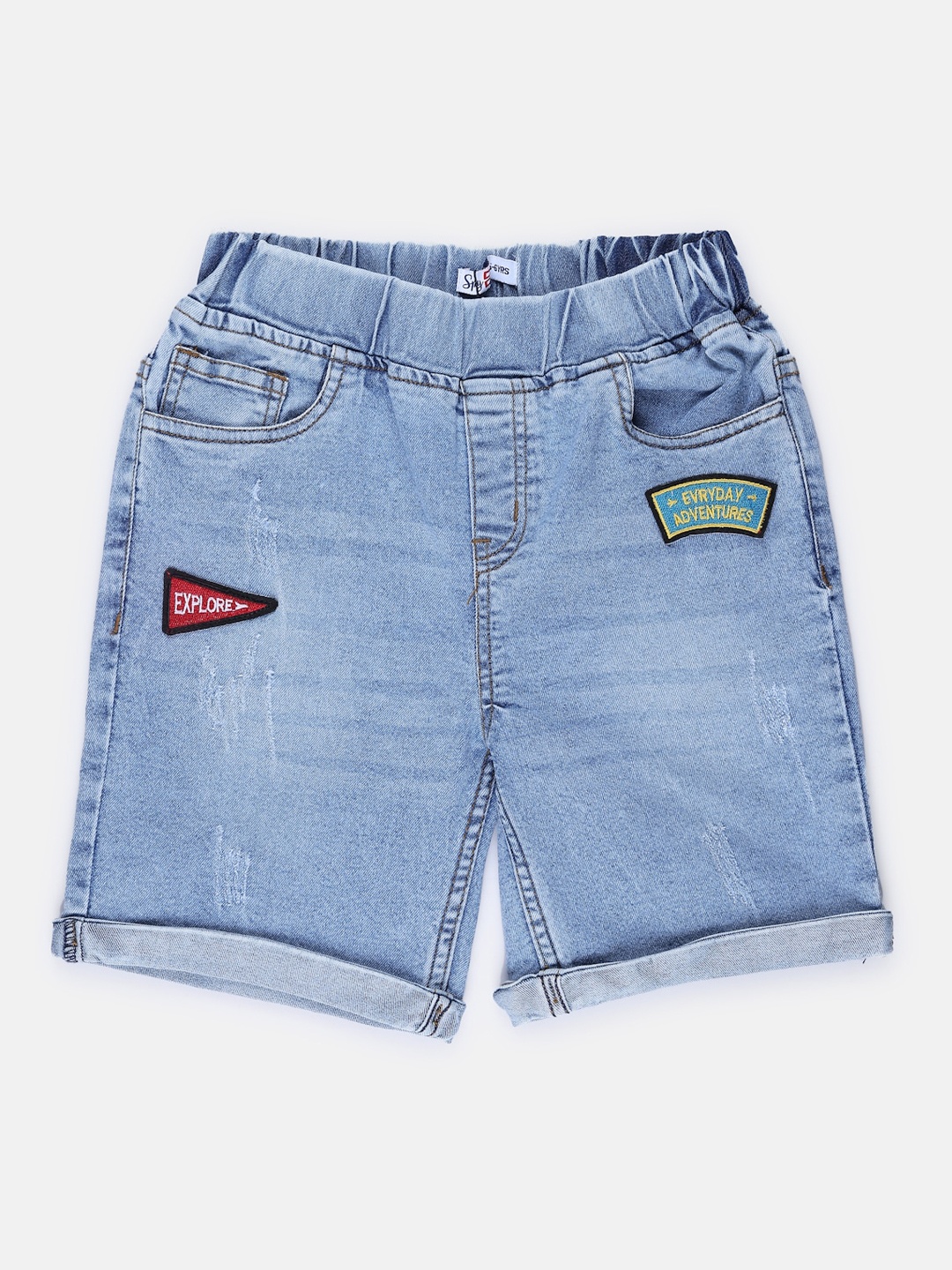 

SPYBY Boys Washed Mid-Rise Denim Shorts, Blue