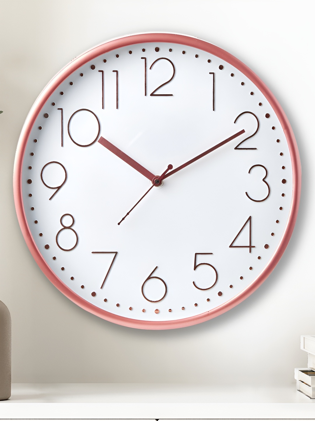 

Home Centre White & Pink Contemporary Round Shaped Wall Clock