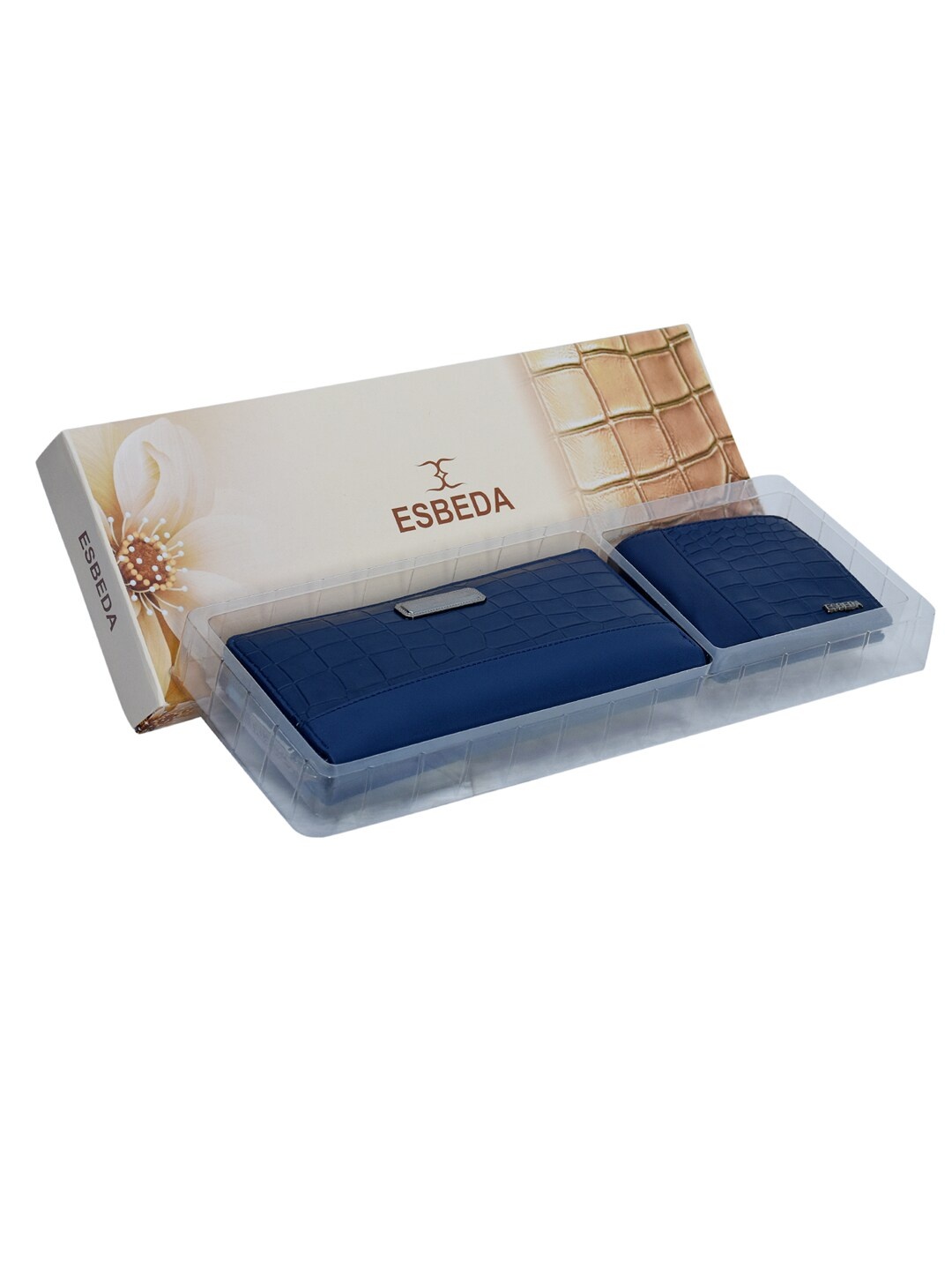 

ESBEDA Unisex 2 Textured PU Zip Around Wallet, Blue