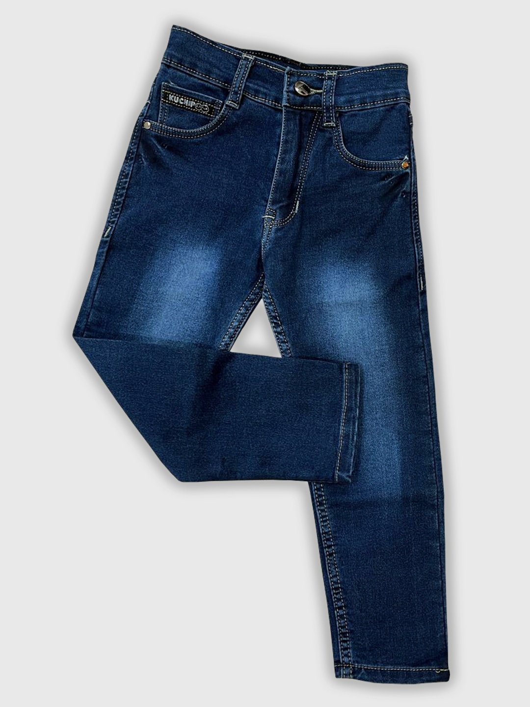 

KUCHIPOO Kids Light Fade Clean Look Cotton Jeans, Navy blue