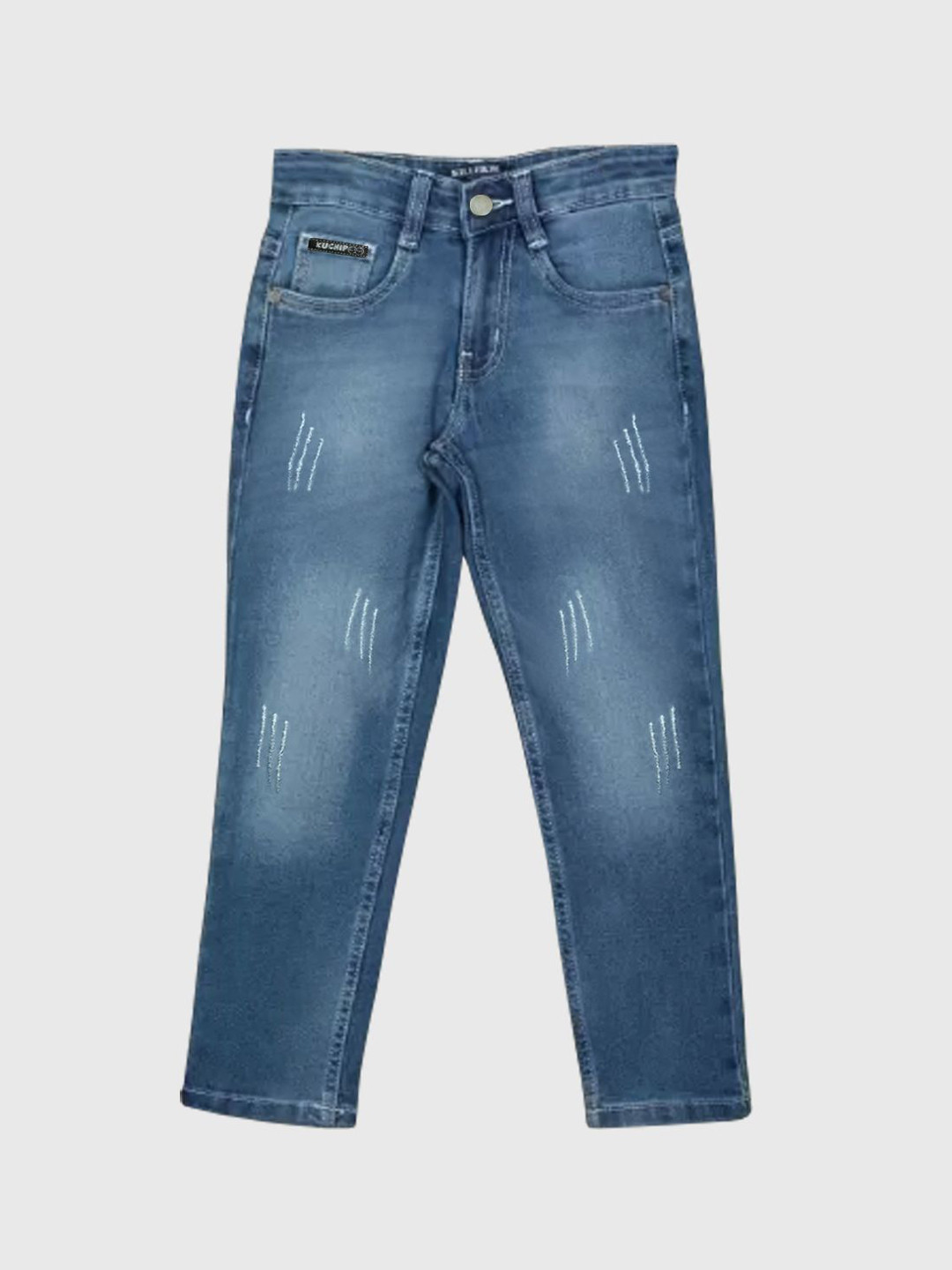 

KUCHIPOO Boys Low Distress Light Fade Stretchable Jeans, Blue