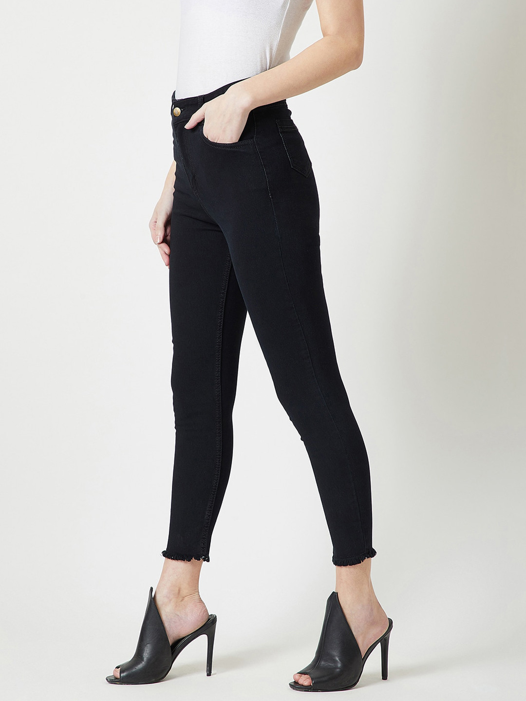 

Miss Chase Women Skinny Fit High-Rise Stretchable Jeans, Black