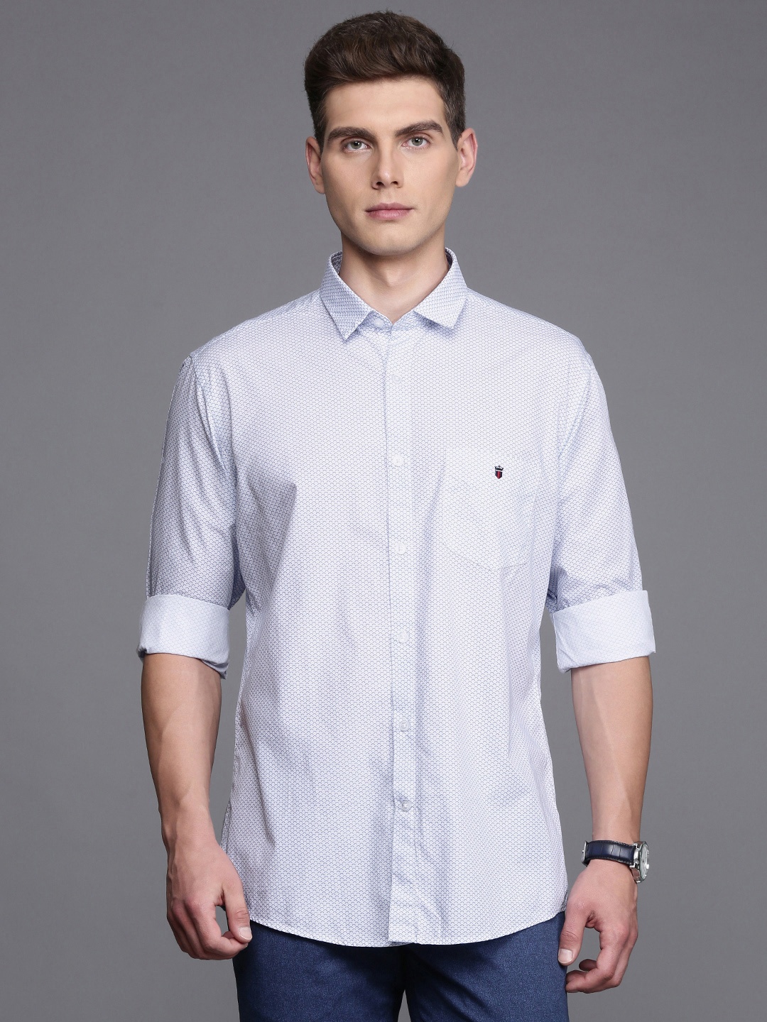 

Louis Philippe Sport Pure Cotton Slim Fit Opaque Printed Casual Shirt, White