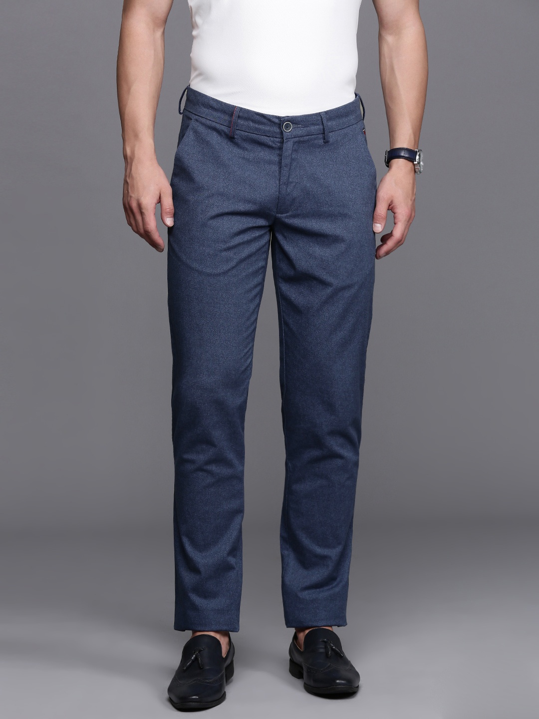 

Louis Philippe Sport Men Slim Fit Smart Casual Trousers, Blue