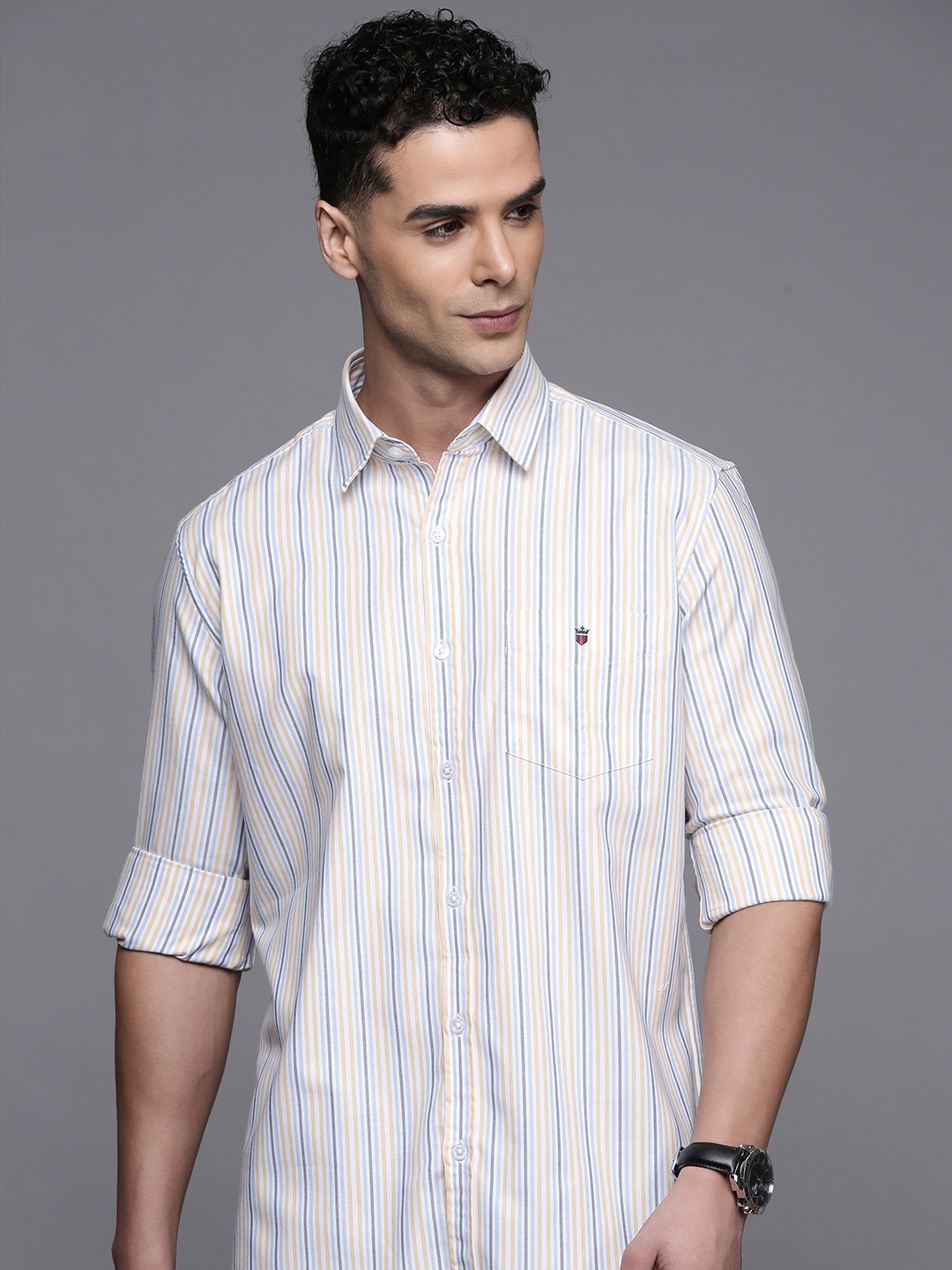 

Louis Philippe Sport Pure Cotton Slim Fit Striped Casual Shirt, Multi