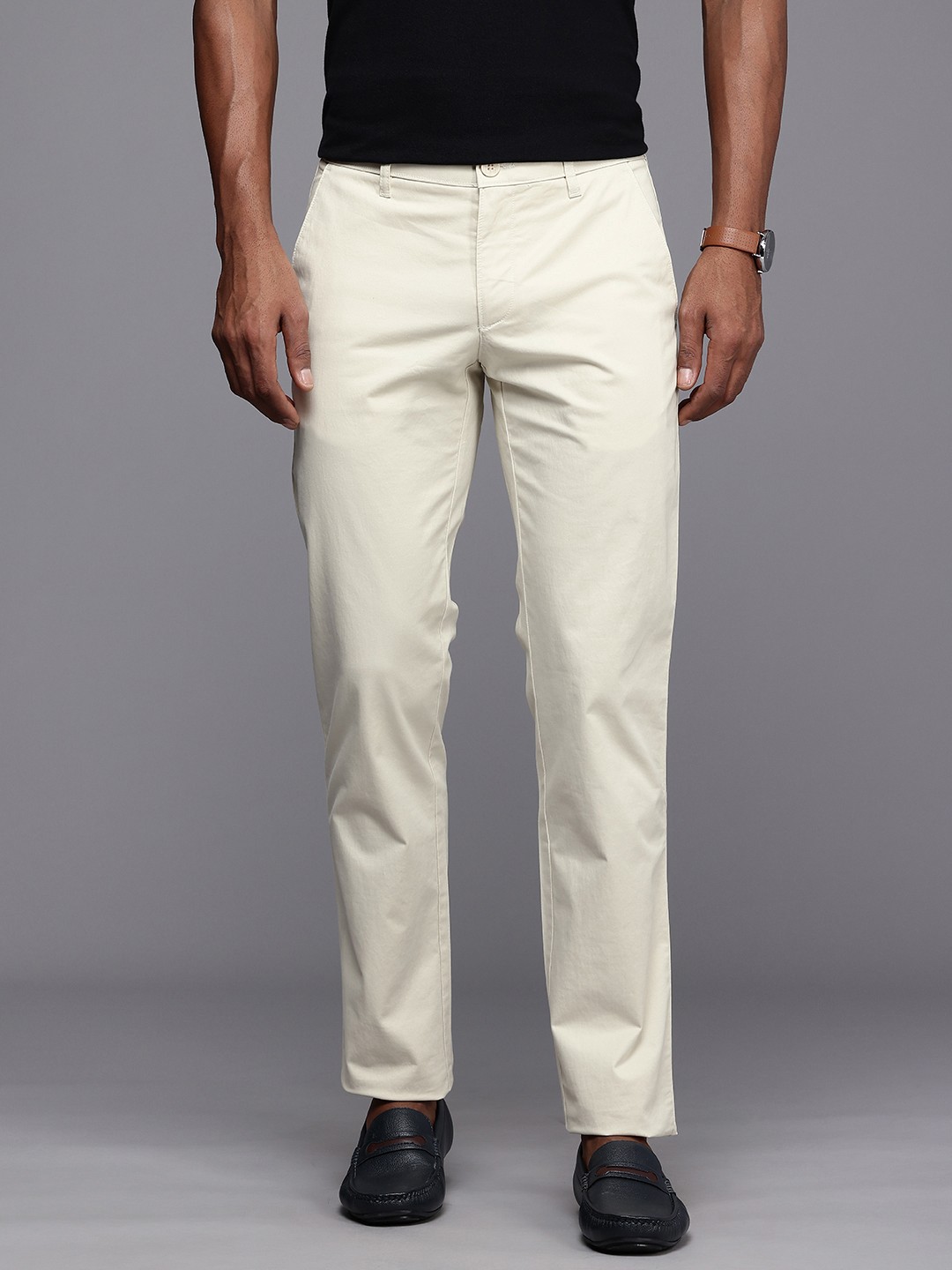 

Louis Philippe Sport Men Slim Fit Chinos Trousers, Beige