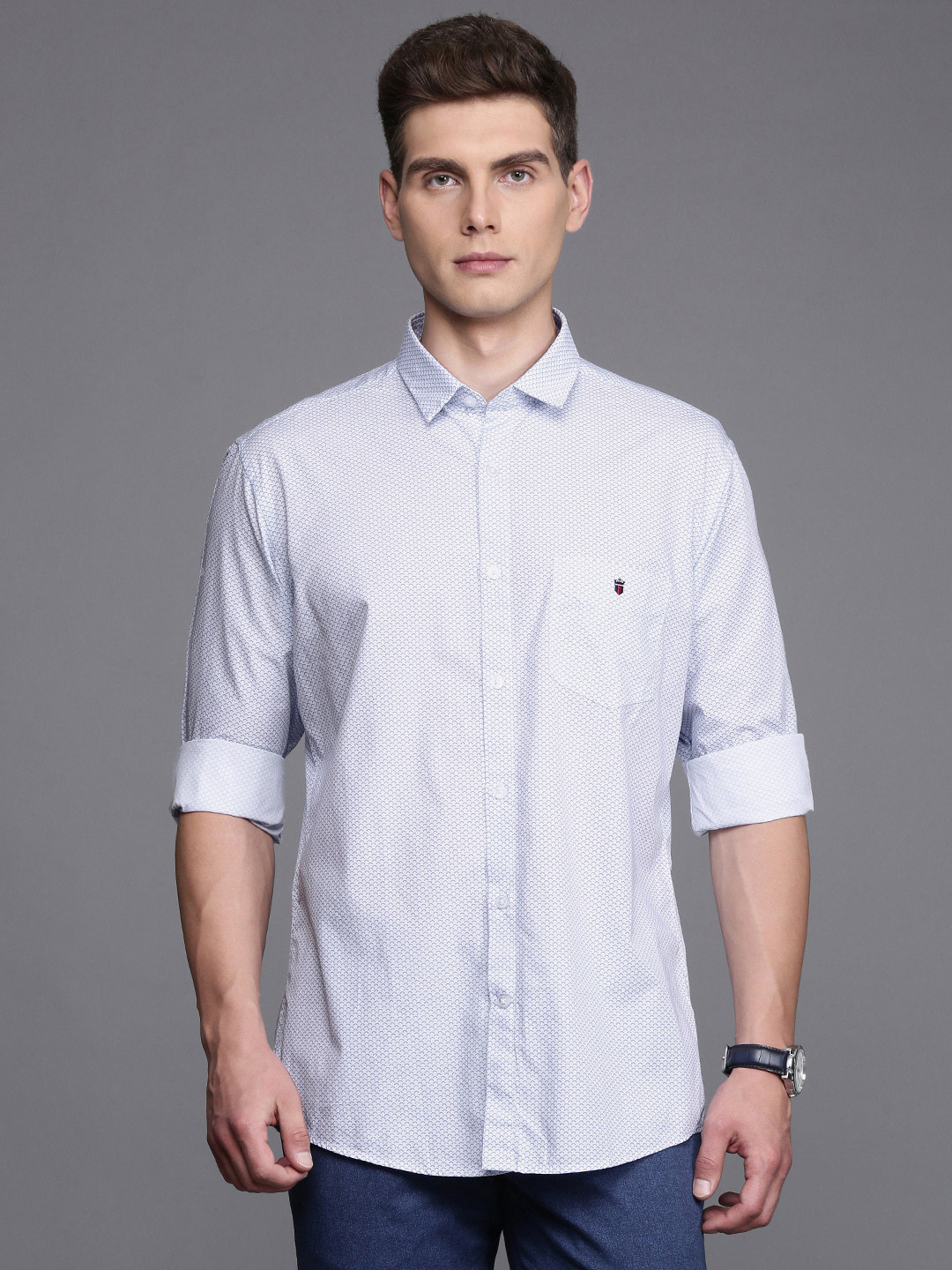 

Louis Philippe Sport Pure Cotton Slim Fit Opaque Printed Casual Shirt, White