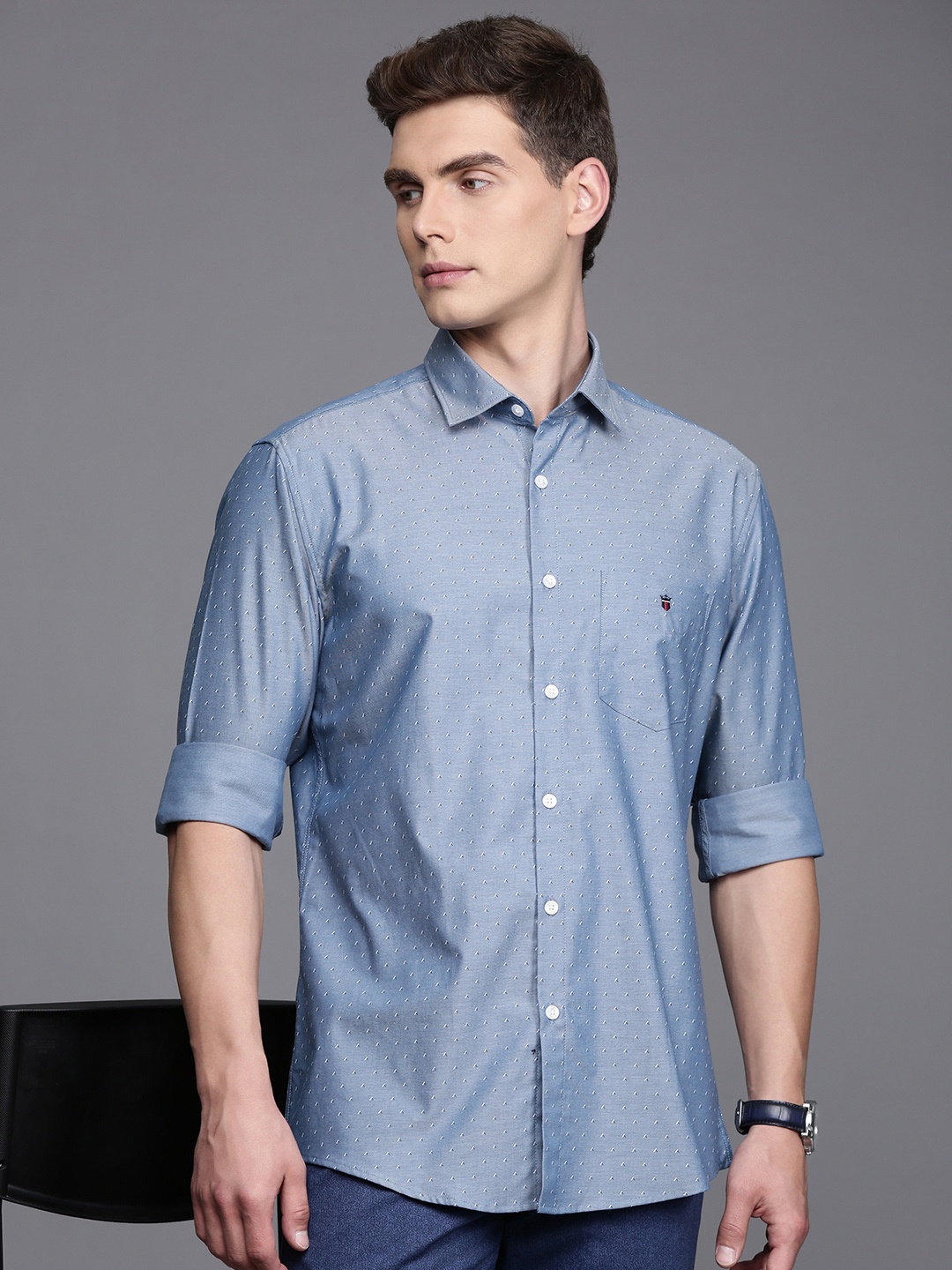 

Louis Philippe Sport Pure Cotton Slim Fit Opaque Printed Casual Shirt, Blue