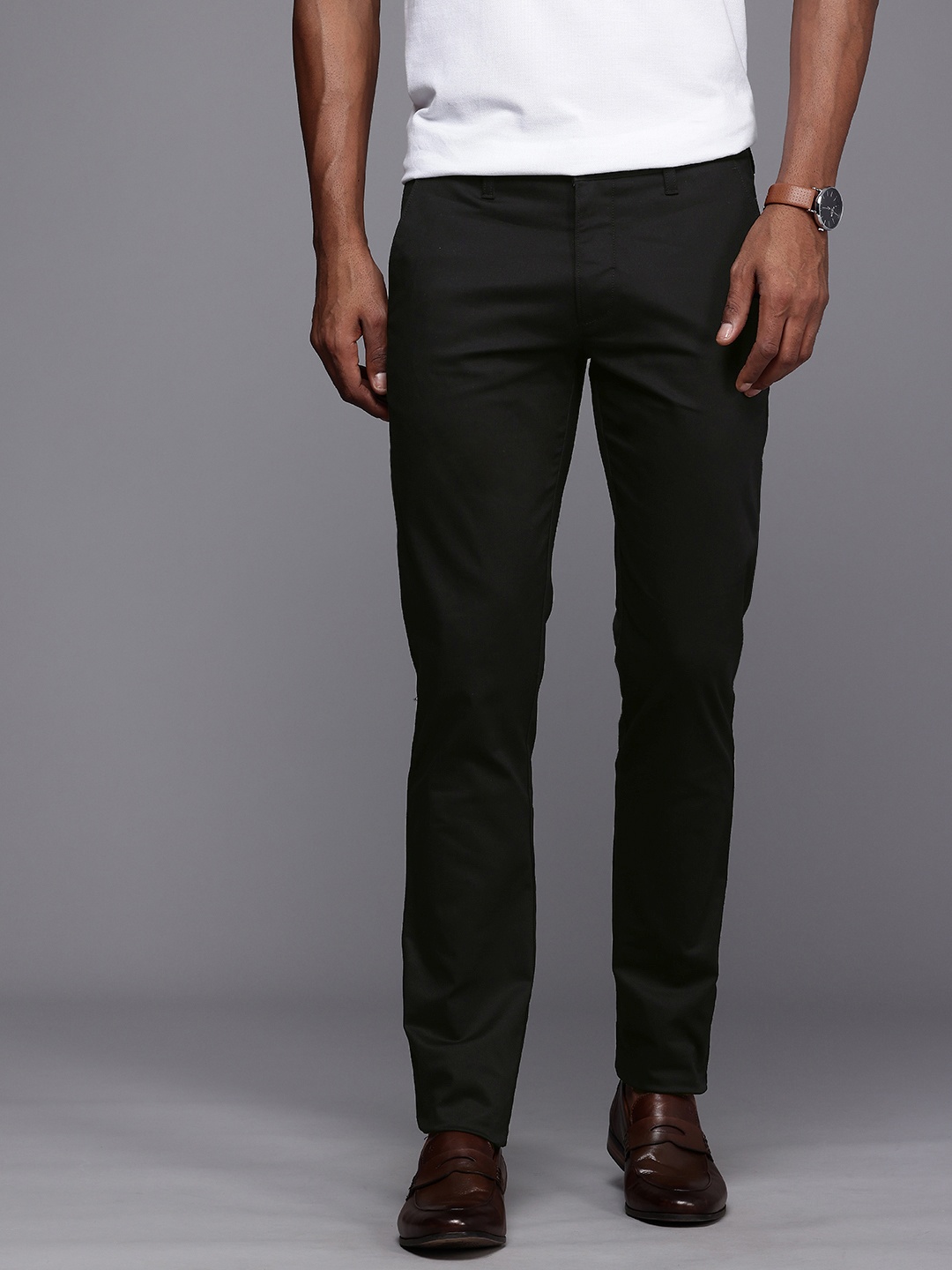 

Louis Philippe Sport Men Super Slim Fit Chinos Smart Casual Trousers, Black