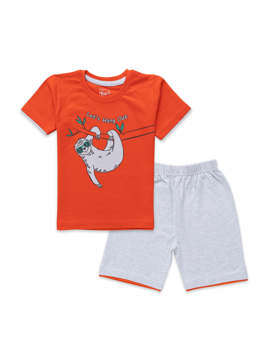 

BAESD Boys Printed T-shirt with Shorts, Orange