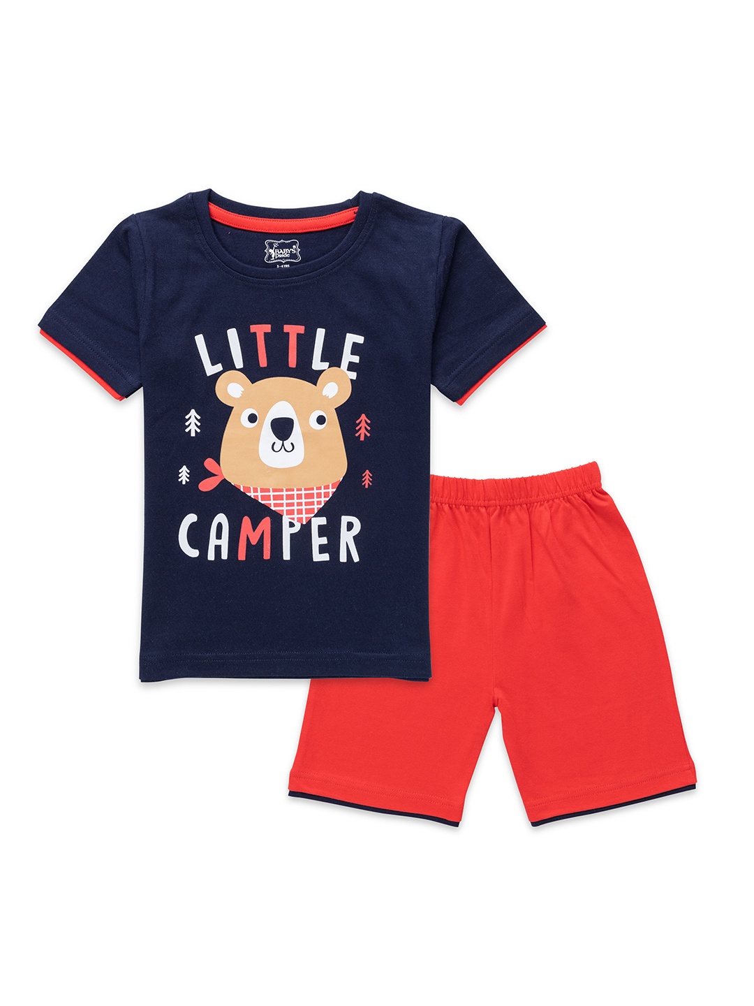 

BAESD Boys Printed Pure Cotton T-shirt with Shorts, Navy blue