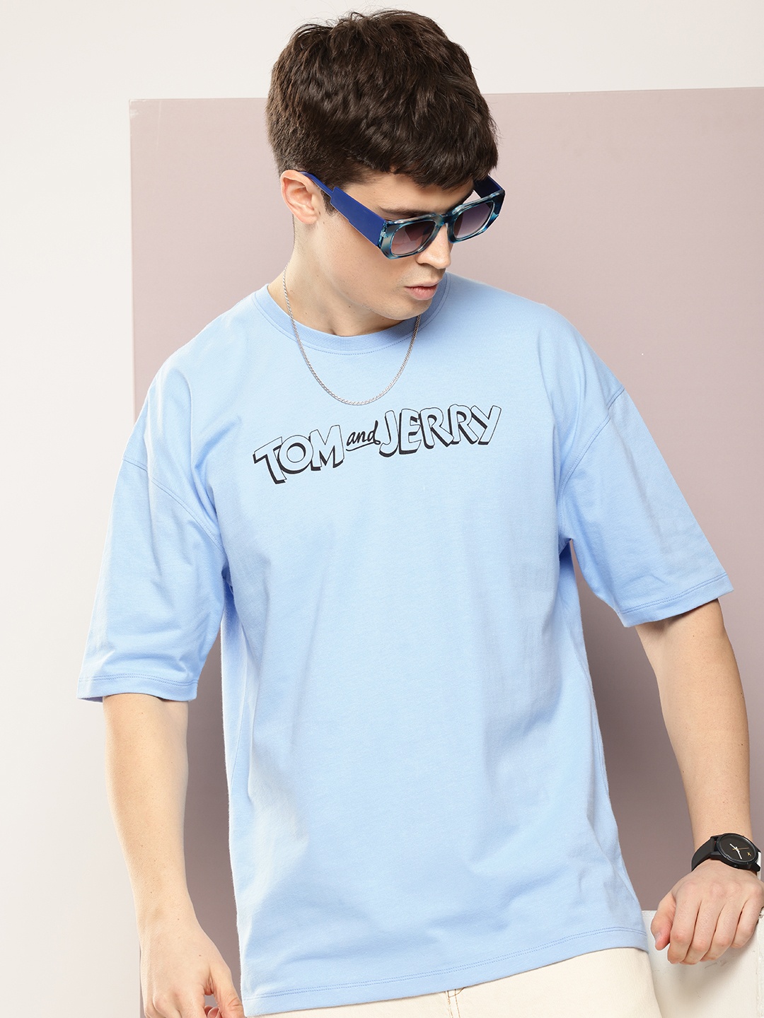 

Kook N Keech Men Typography Printed Drop-Shoulder Sleeves Oversized T-shirt, Blue