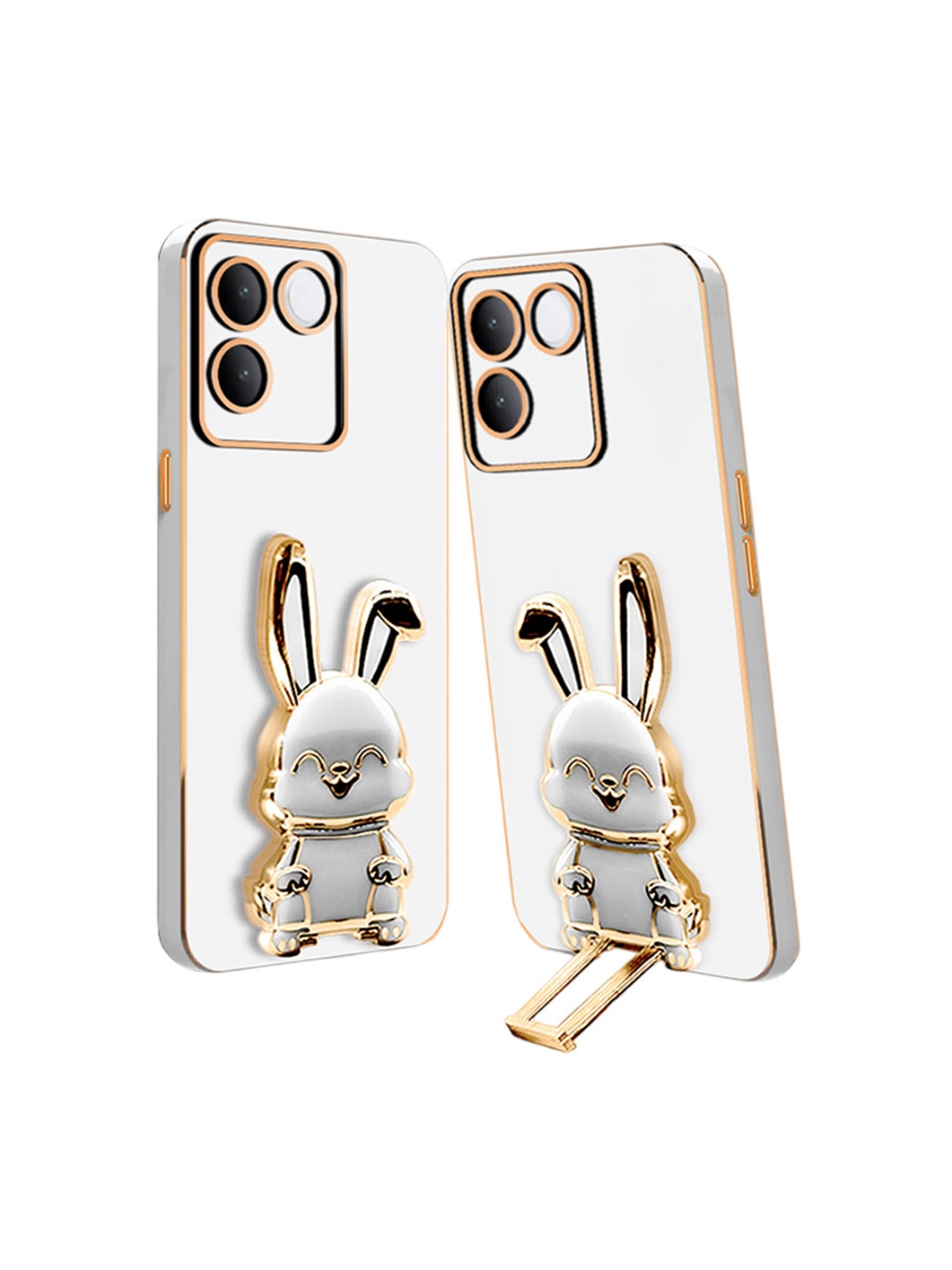 

Karwan 3D Bunny With Folding Stand Vivo Iqoo 7 Pro Back Cover Case, White