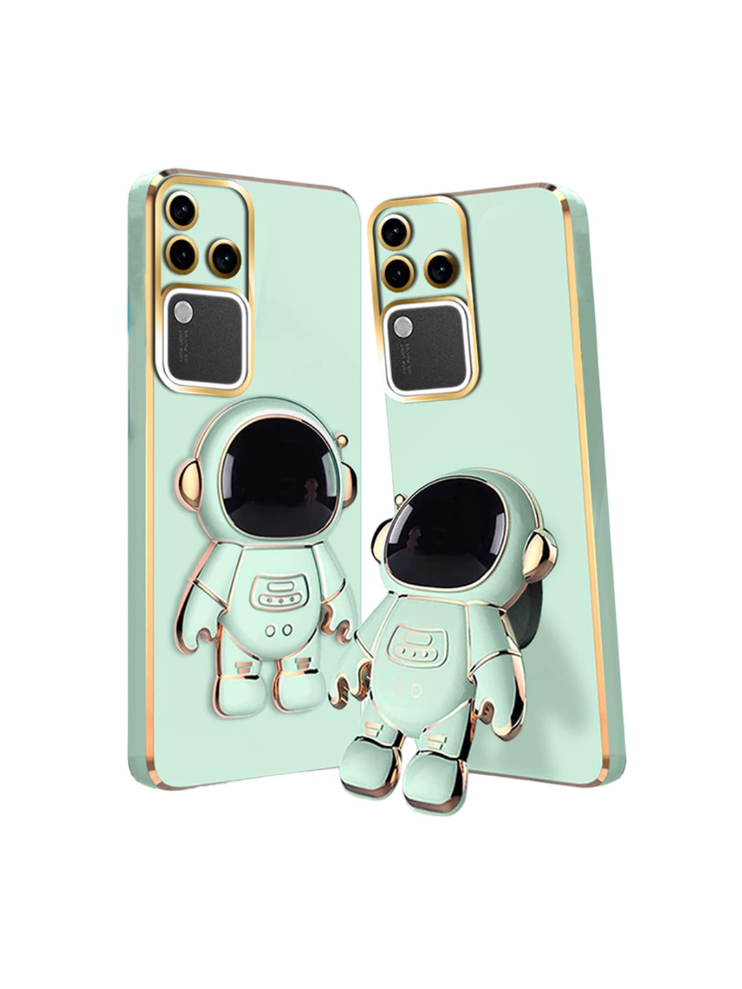 

Karwan Vivo V30 Pro Printed Soft Back Case With 3D Astronaut Folding Stand, Green