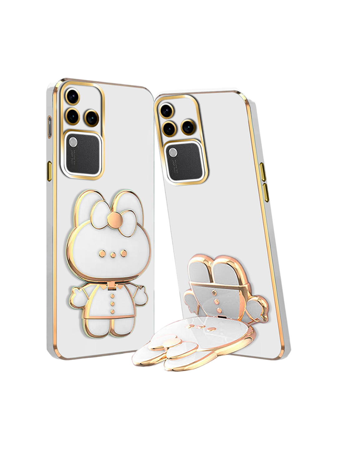 

Karwan 3D Cat With Folding Stand Vivo V30 Back Cover Case, White