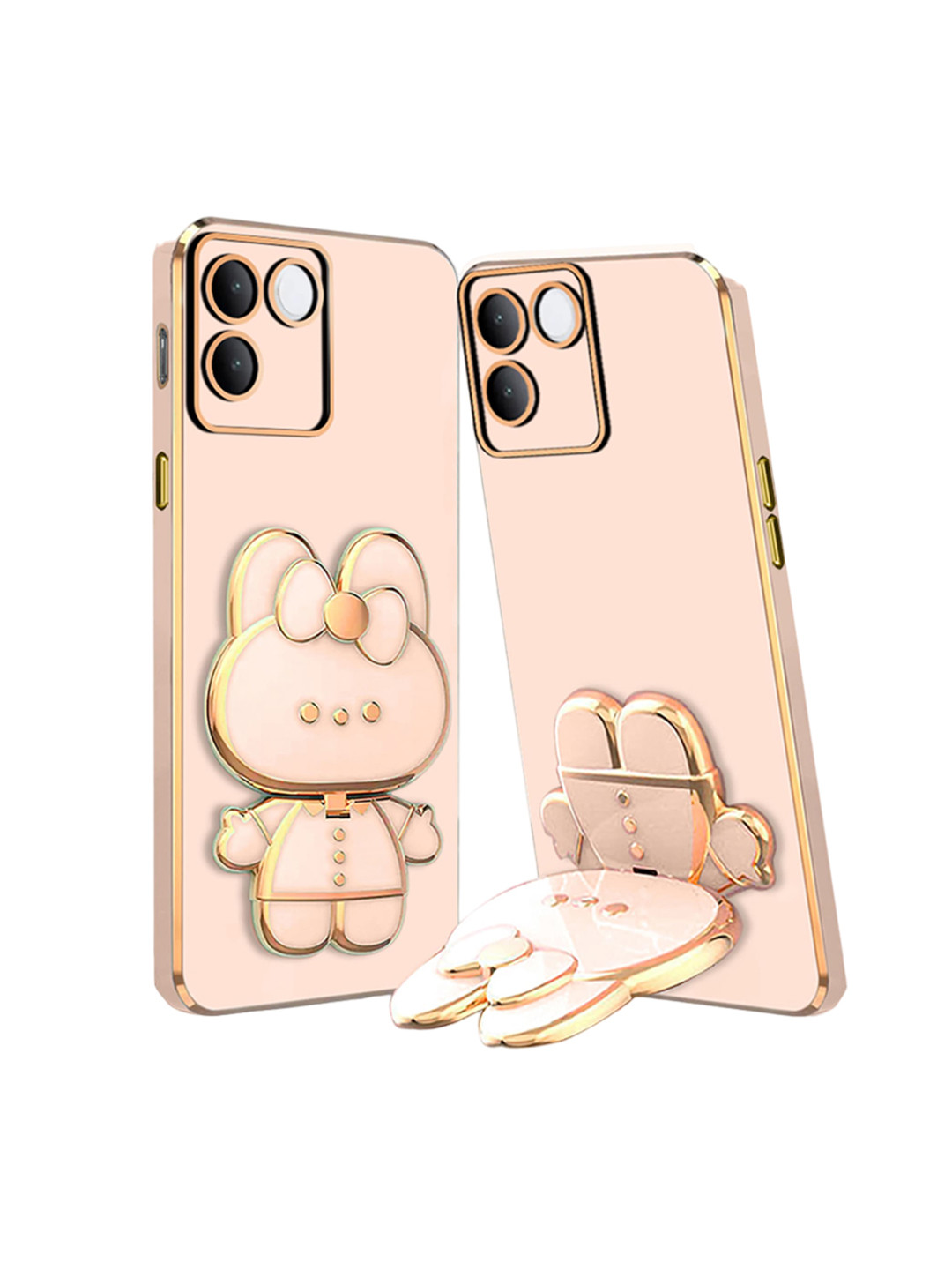 

Karwan 3D Cat With Folding Stand Iqoo 7 Pro Mobile Back Case, Pink
