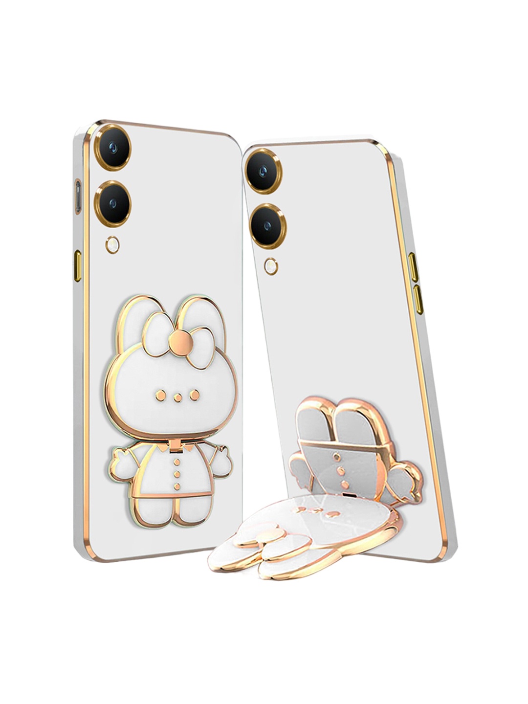 

Karwan 3D Cat With Folding Stand Vivo Y28 Back Cover Case, White