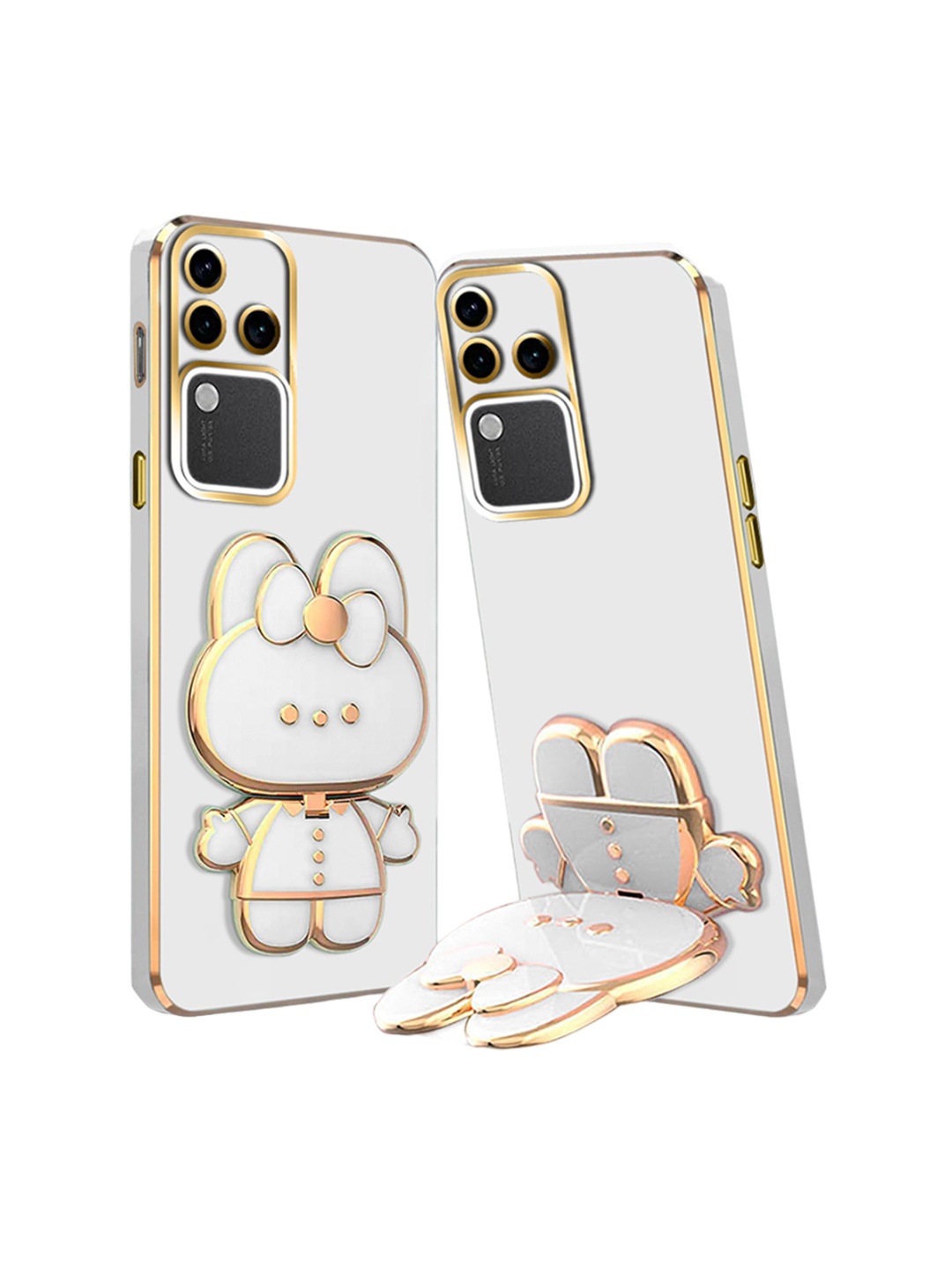 

Karwan 3D Cat With Folding Stand Vivo V30 Mobile Back Case, White