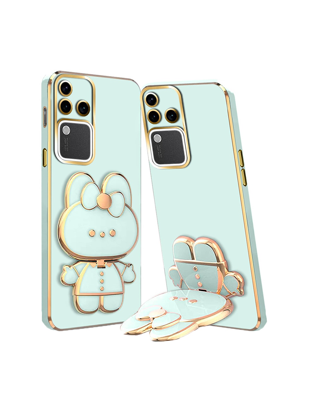 

Karwan 3D Cat With Folding Stand Vivo V30 Mobile Back Case, Green