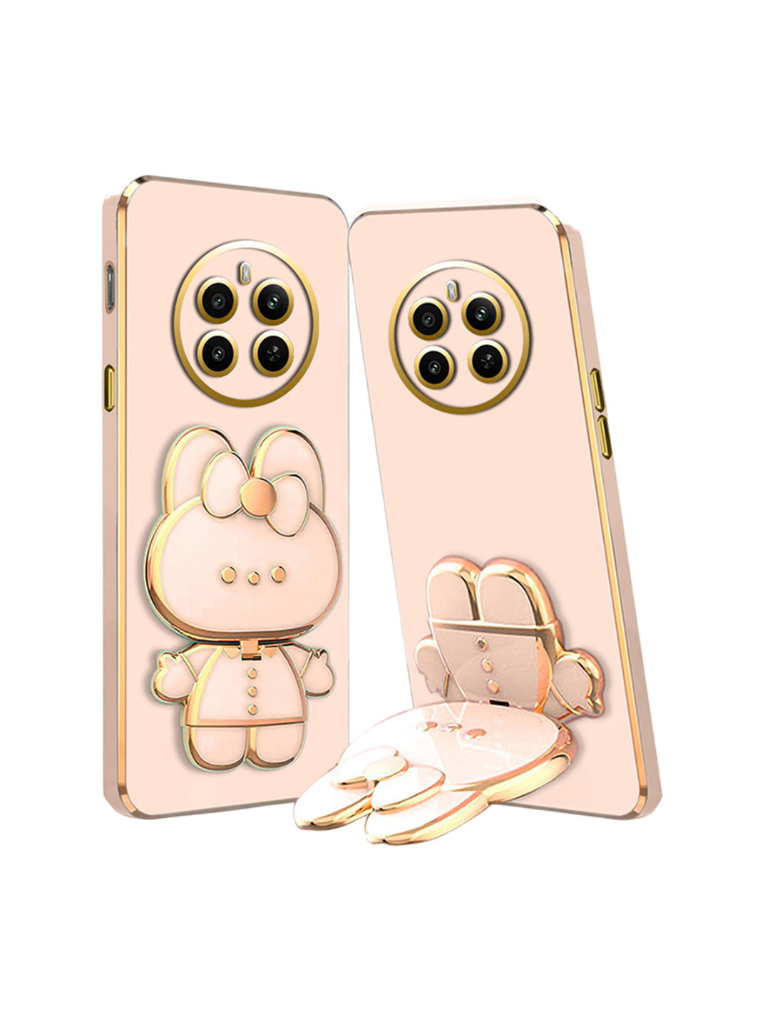 

Karwan 3D Cat With Folding Stand Realme 12 Plus Back Cover Case, Pink
