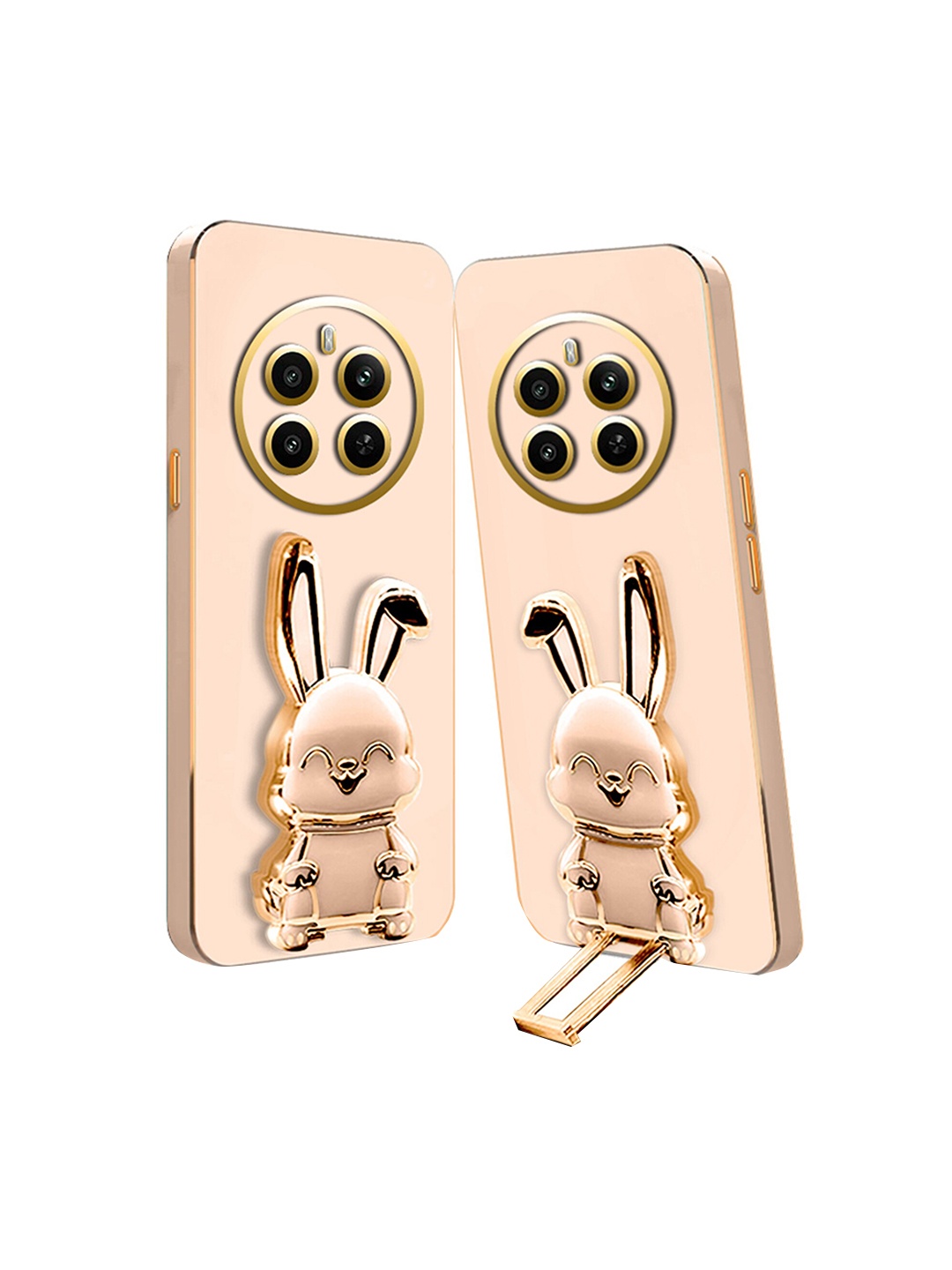 

Karwan 3D Bunny With Folding Stand Realme 12 Pro Back Cover Case, Pink