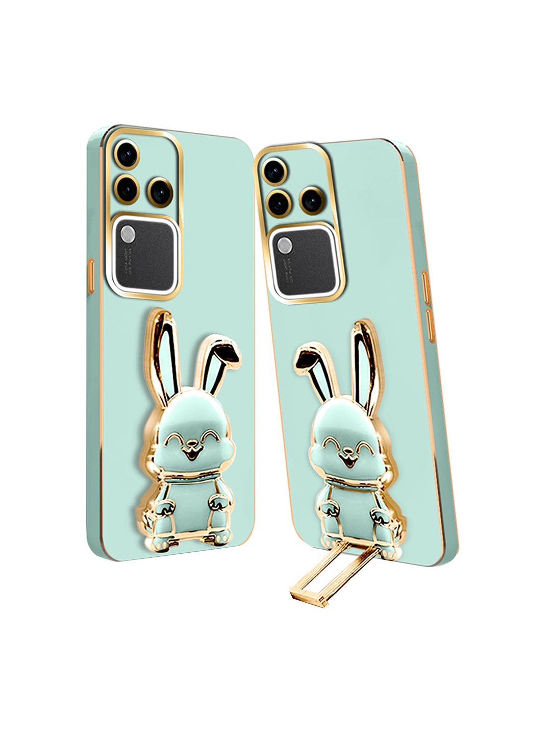 

Karwan 3D Bunny With Folding Stand Vivo V30 Pro Back Cover Case, Green