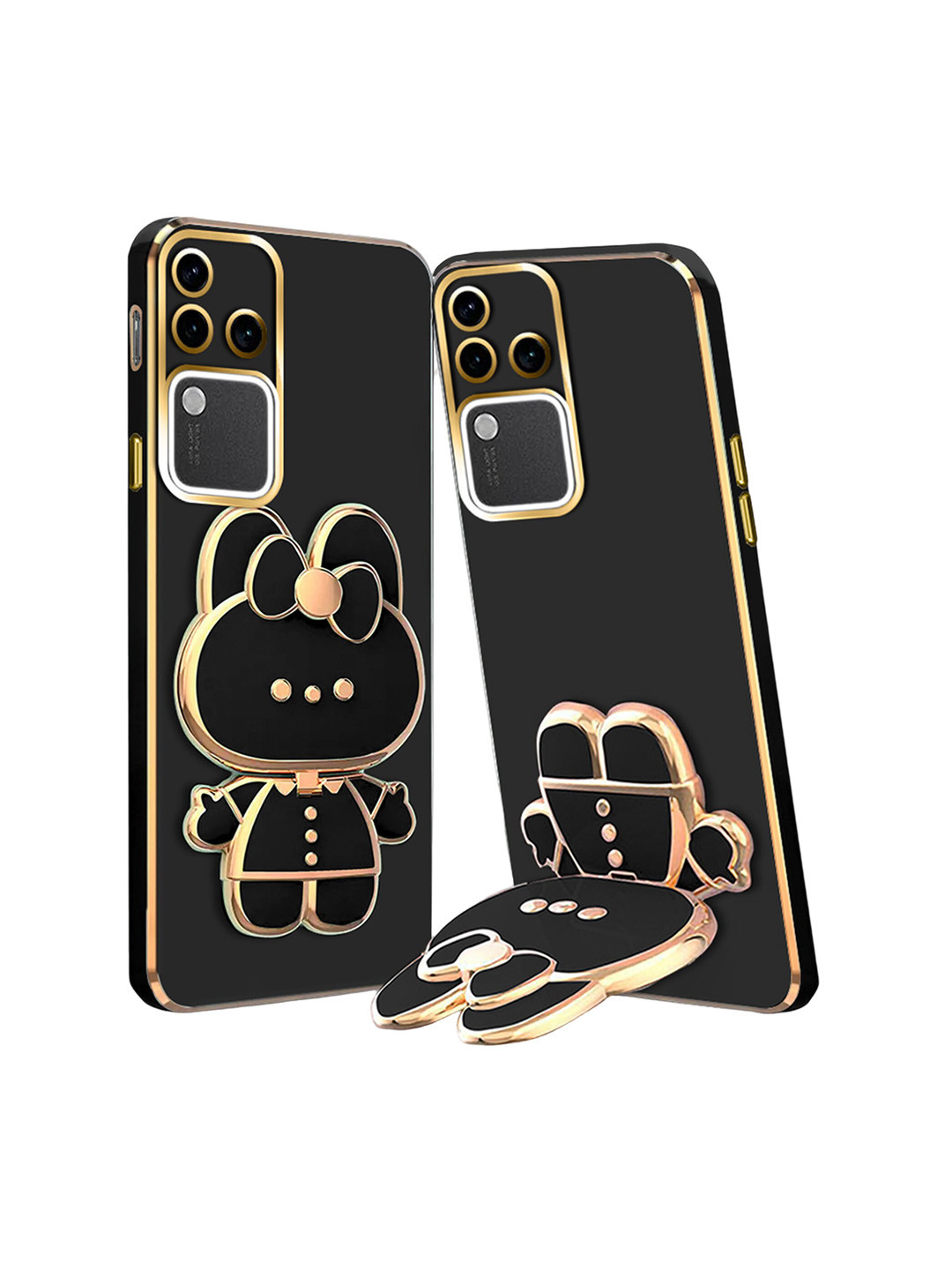

Karwan 3D Cat With Folding Stand Vivo V30 Pro Mobile Back Case, Black
