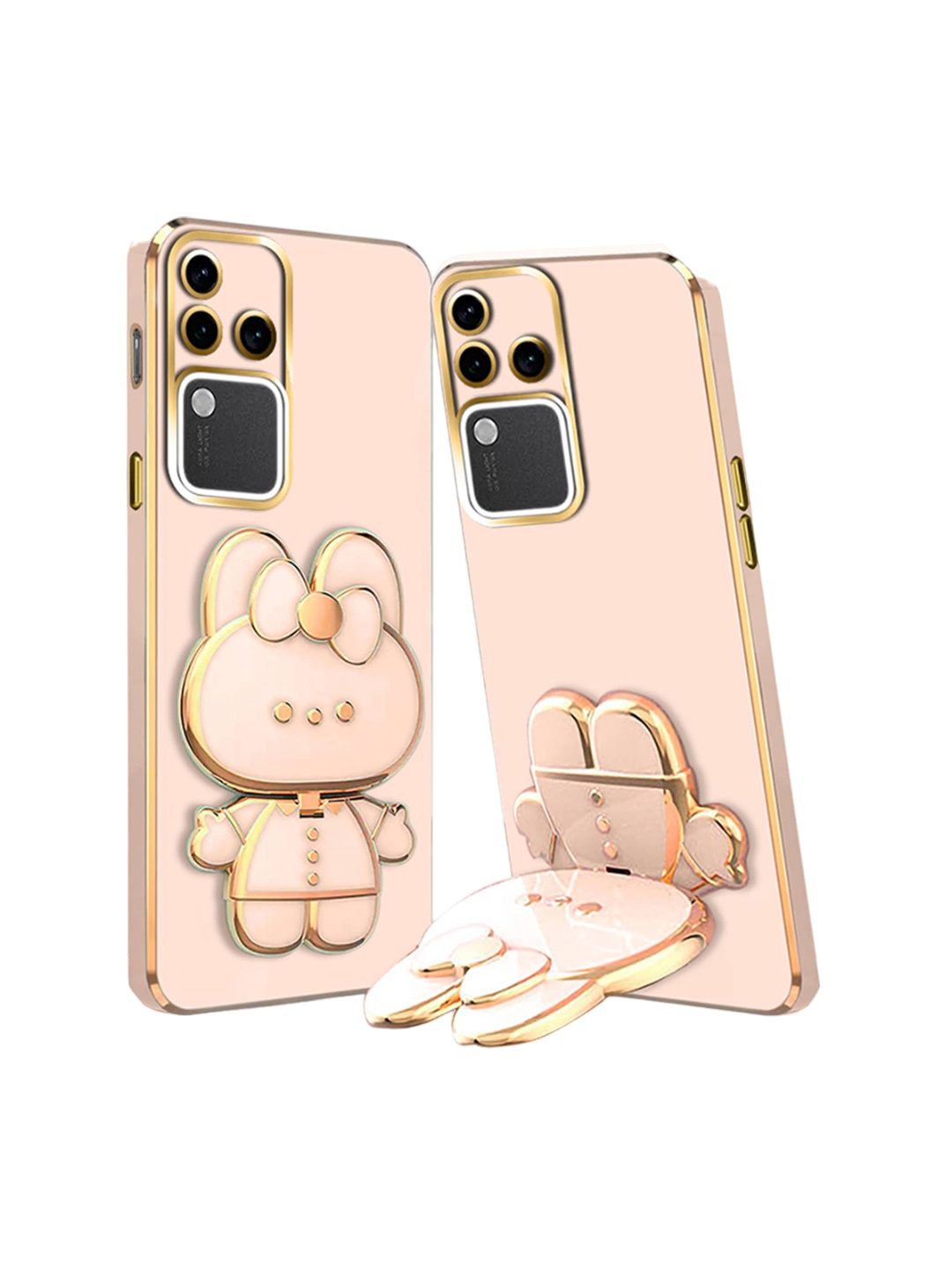 

Karwan 3D Cat With Folding Stand Vivo V30 Pro Mobile Back Case, Pink