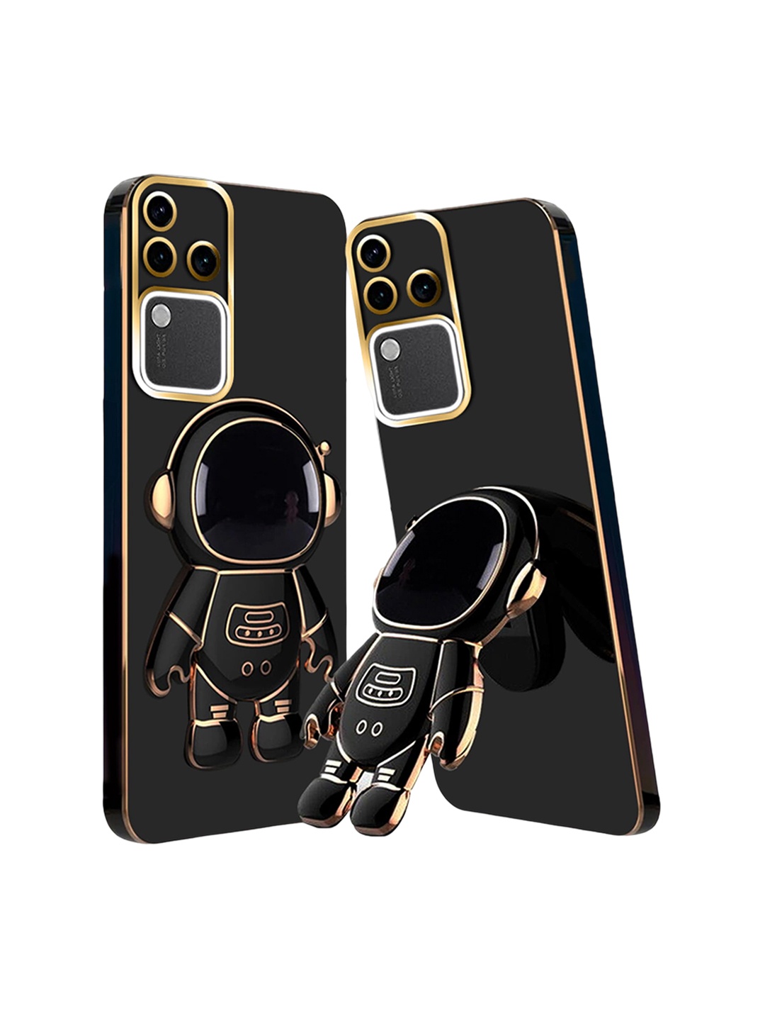 

Karwan 3D Astronaut With Folding Stand Realme Vivo V30 Mobile Back Case, Black