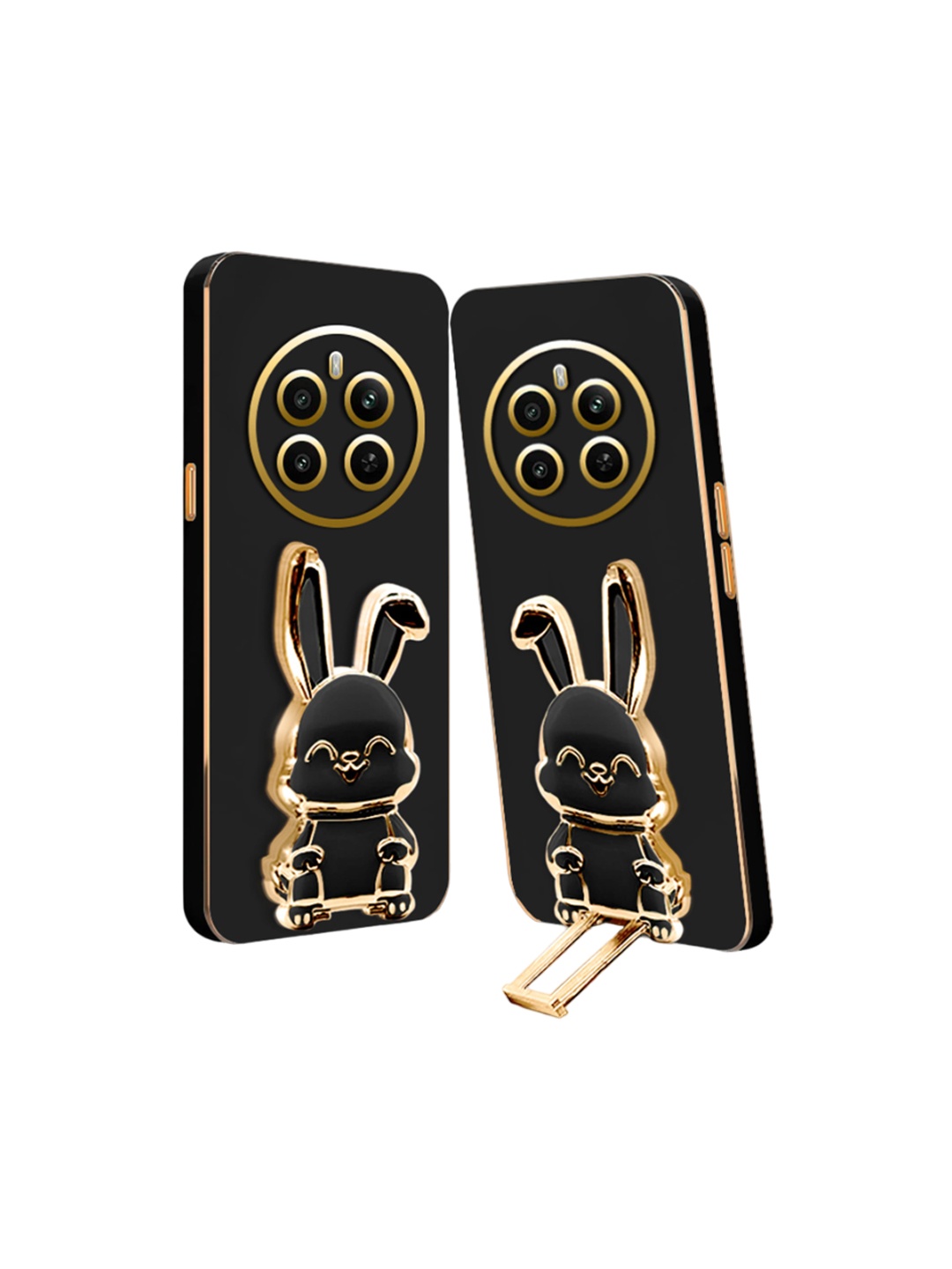

Karwan 3D Bunny With Folding Stand Realme 12 Pro Mobile Back Case, Black