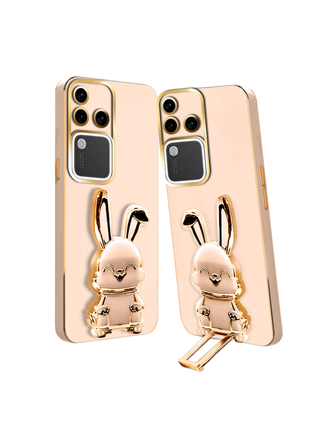 

Karwan 3D Bunny With Folding Stand Vivo V30 Pro Mobile Back Case, Pink