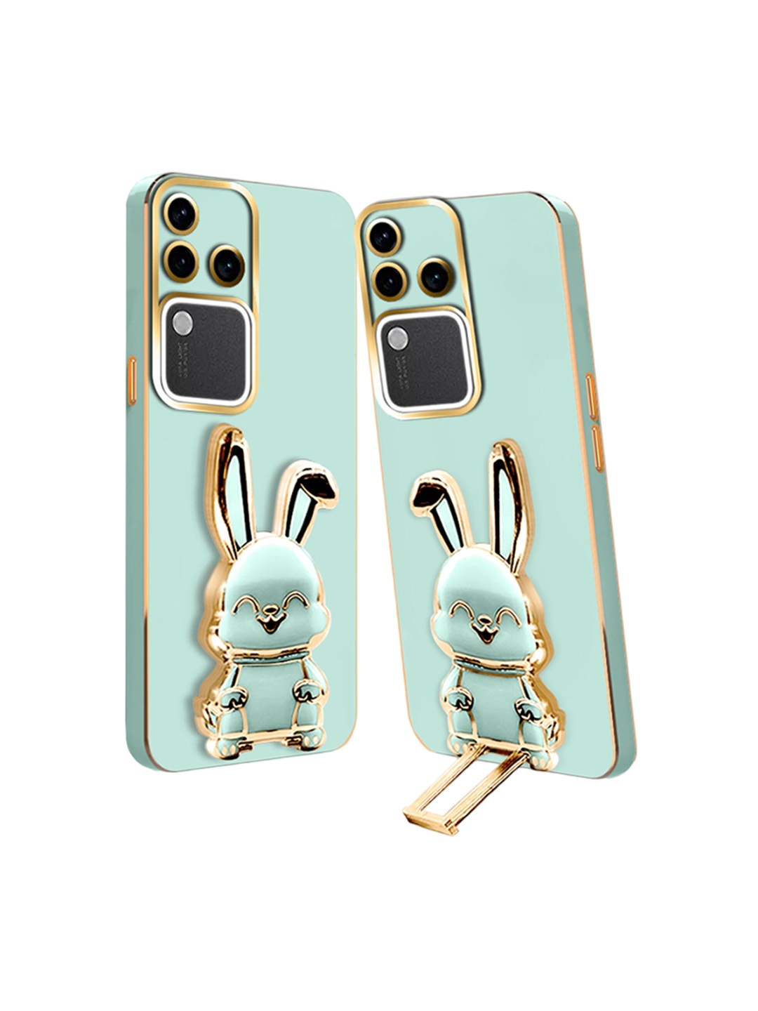 

Karwan 3D Bunny With Folding Stand Vivo V30 Back Cover Case, Green