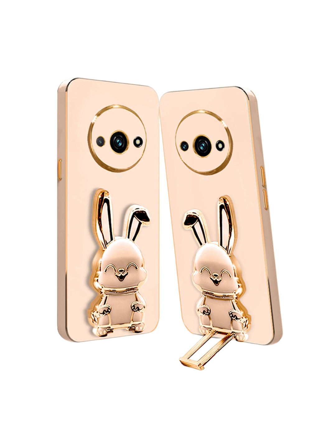

Karwan 3D Bunny With Folding Stand Redmi A3 Mobile Back Case, Pink