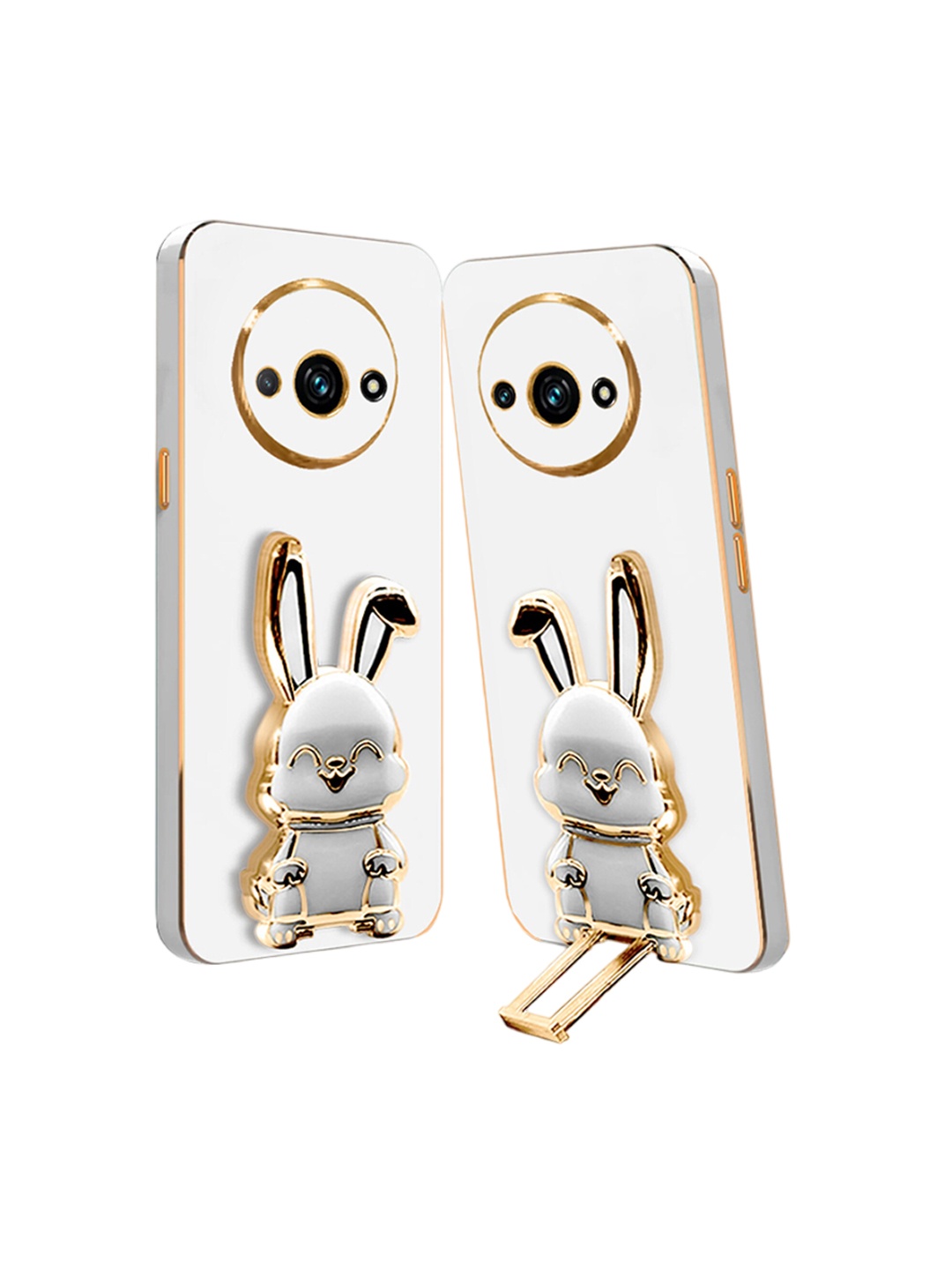 

Karwan 3D Bunny With Folding Stand Redmi A3 Mobile Back Case, White