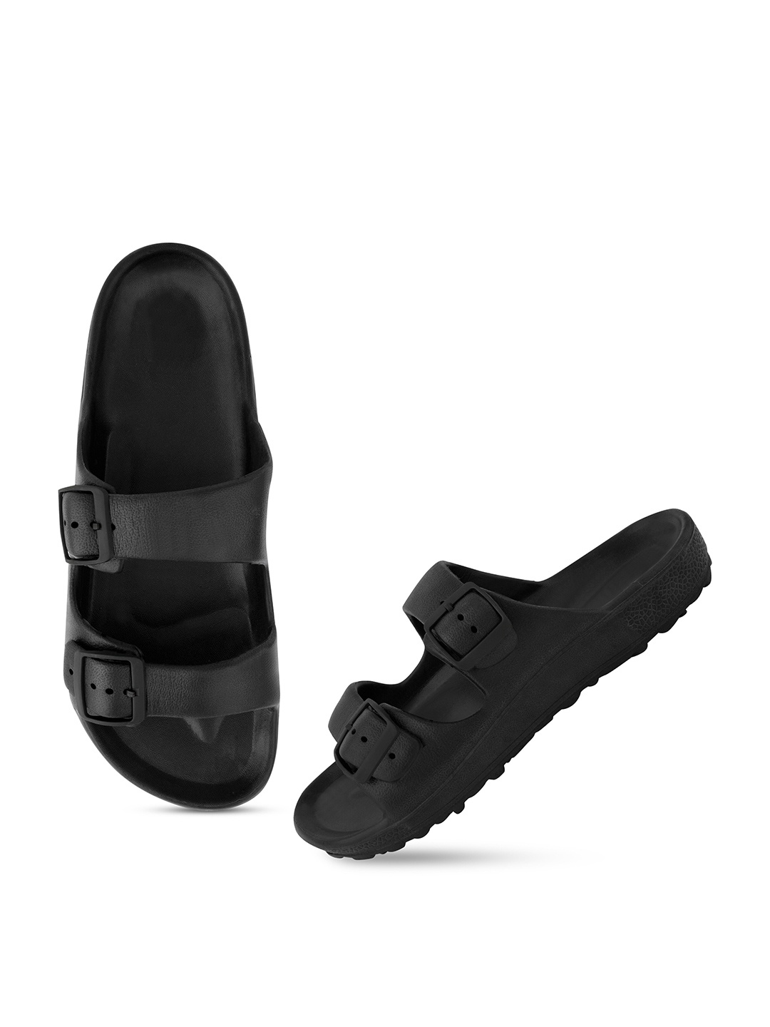 

Smartots Men Textured Sliders, Black