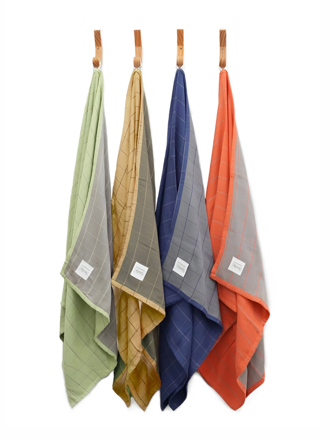 

Doctor Towels Green & Blue 4 Pieces Striped Banana Double Cloth 380 GSM Bath Towels