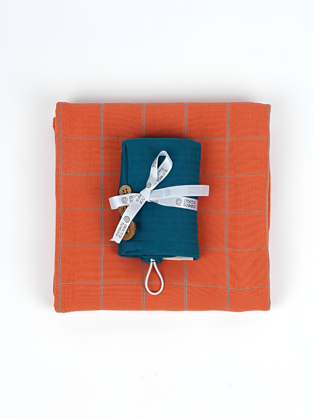 

Doctor Towels Teal 2 Pieces Striped Banana Double Cloth 350 GSM Bath & Hair Towel Set, Orange
