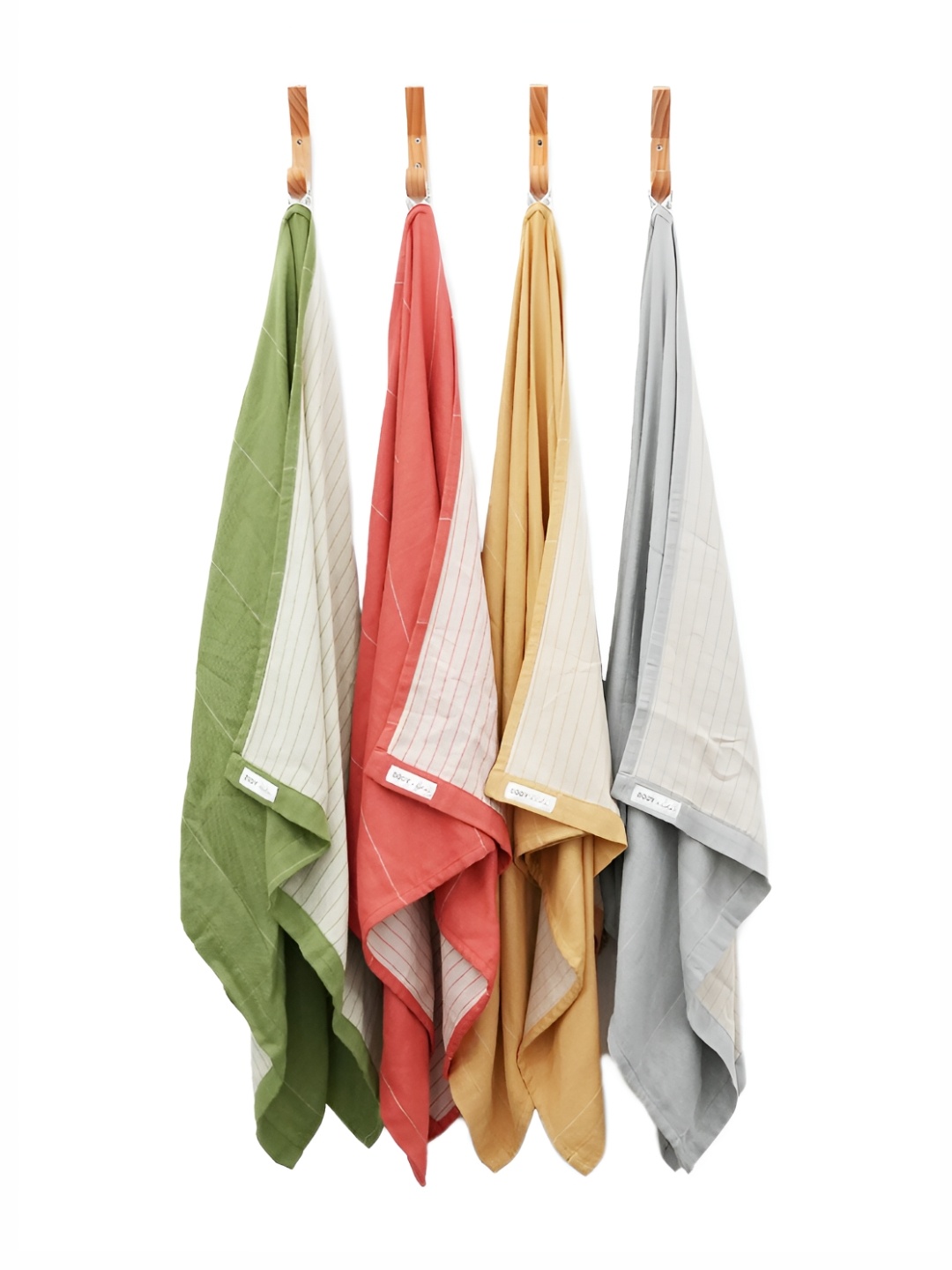 

Doctor Towels Green & Yellow 4 Pieces Striped Bamboo 350 GSM Bath Towel