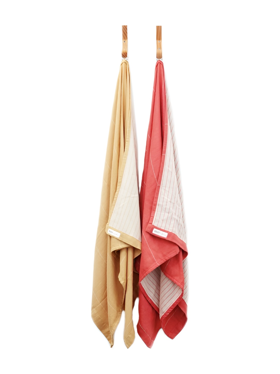 

Doctor Towels Pink & Beige 2 Pieces Striped Aloevera Double Cloth 350 GSM Bath Towel