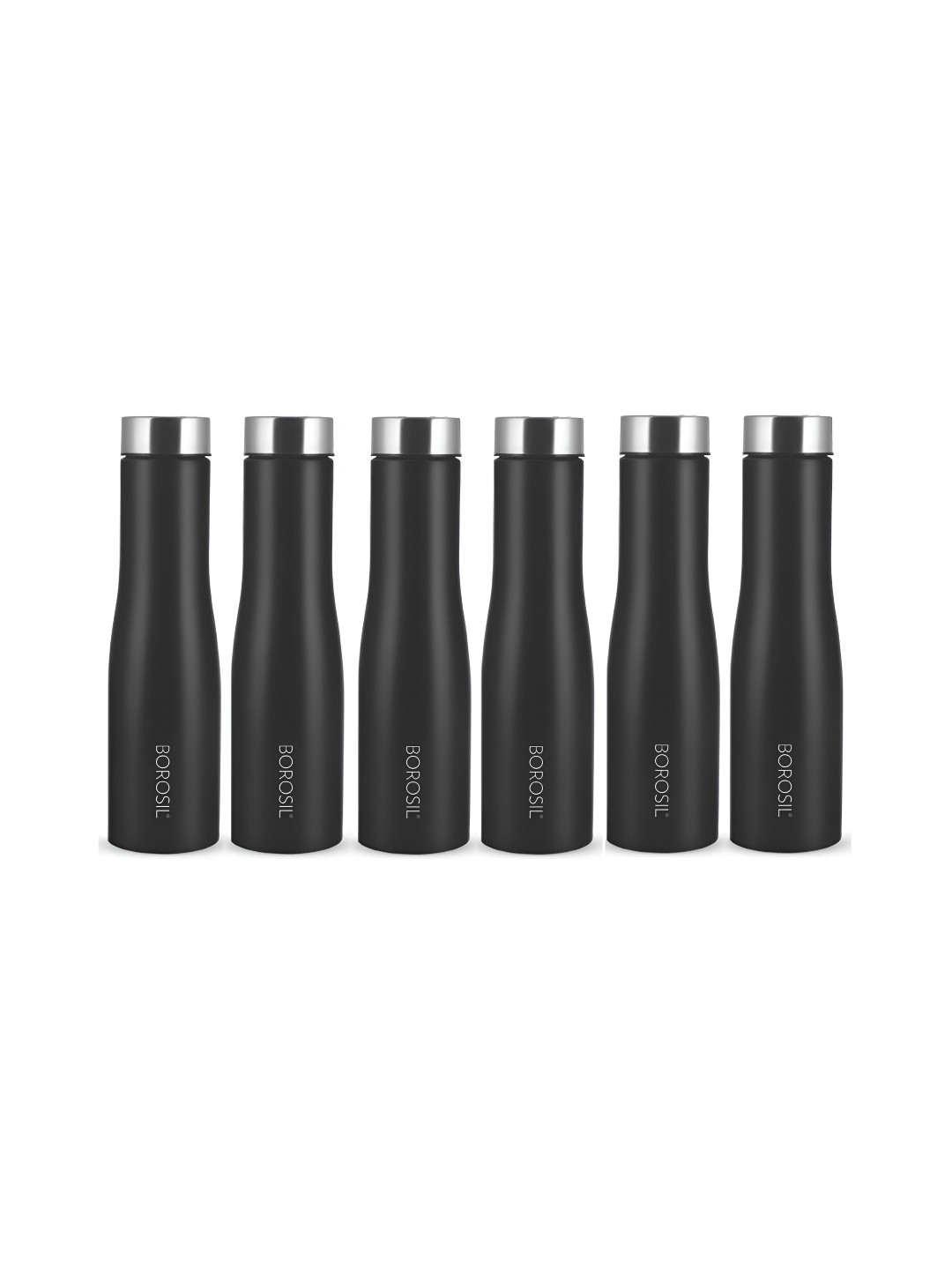 

BOROSIL Black 6 Pieces Stainless Steel Water Bottles 1 L